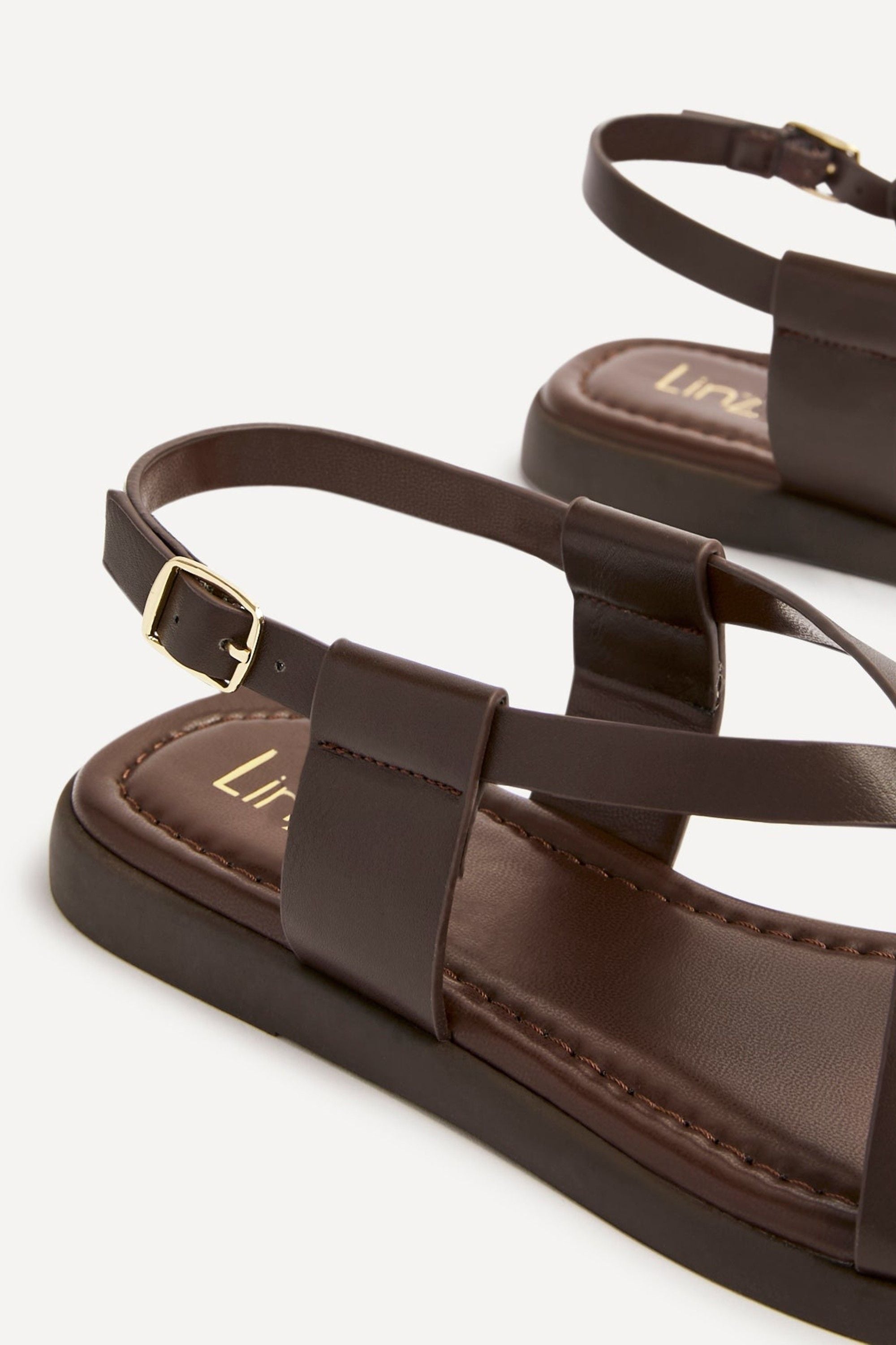 Linzi Salma Brown & Gold Flat Sandals image 5