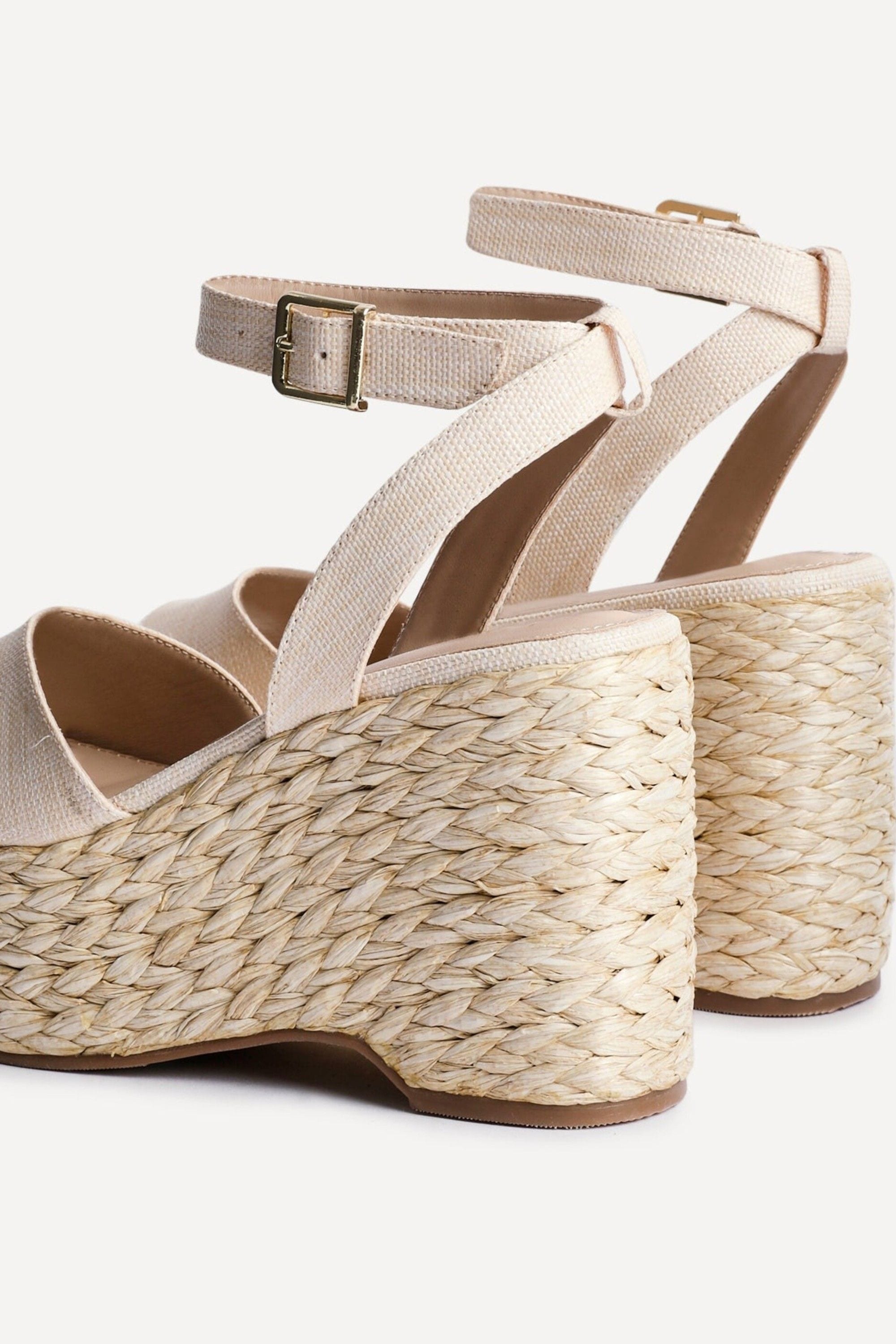 Linzi Pacific Beige Textured Espadrille Platform Wedge image 5
