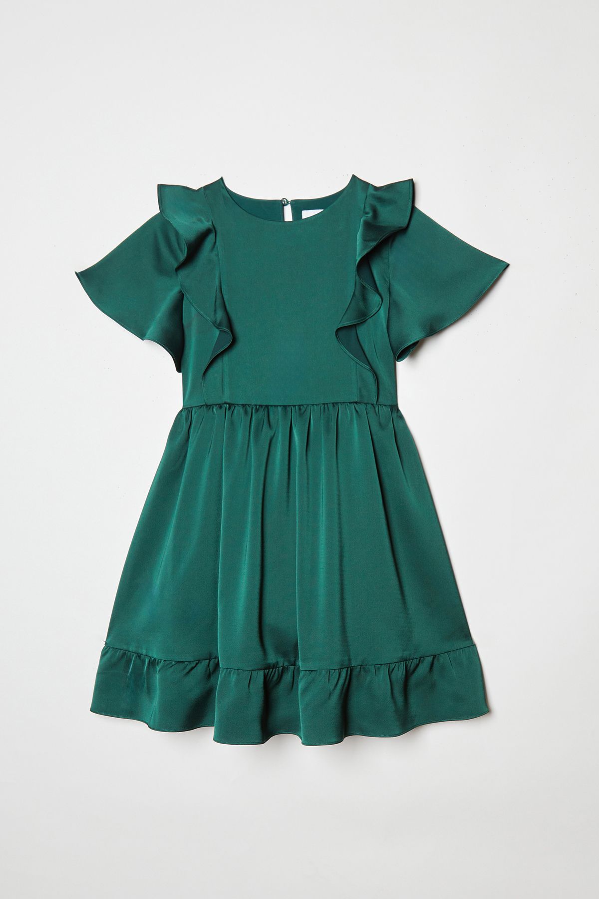 Coast Girls Ruffle Satin Back Crepe Dress Emerald image 5