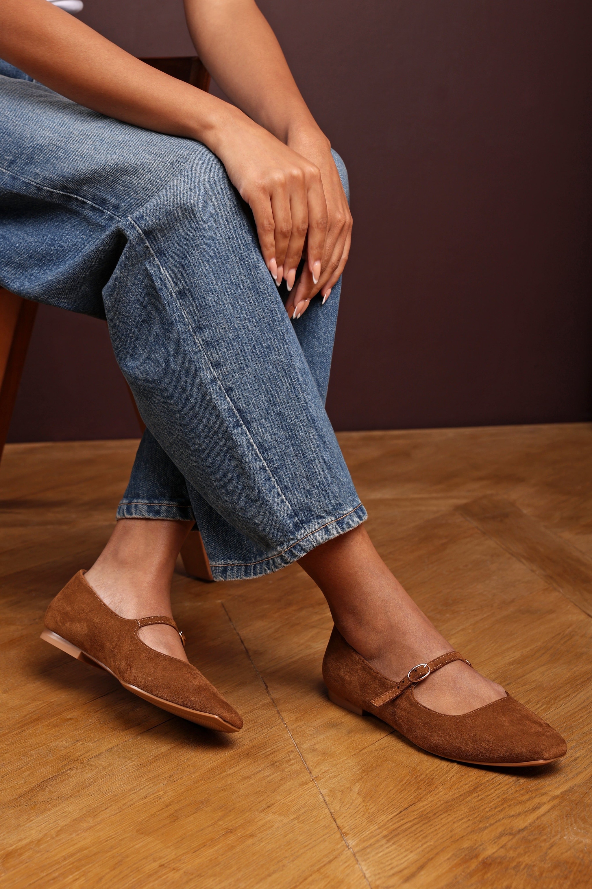 Where's That From 'Jordan' Wide Fit Mary Jane Flats With Buckle Strap Suede image 2