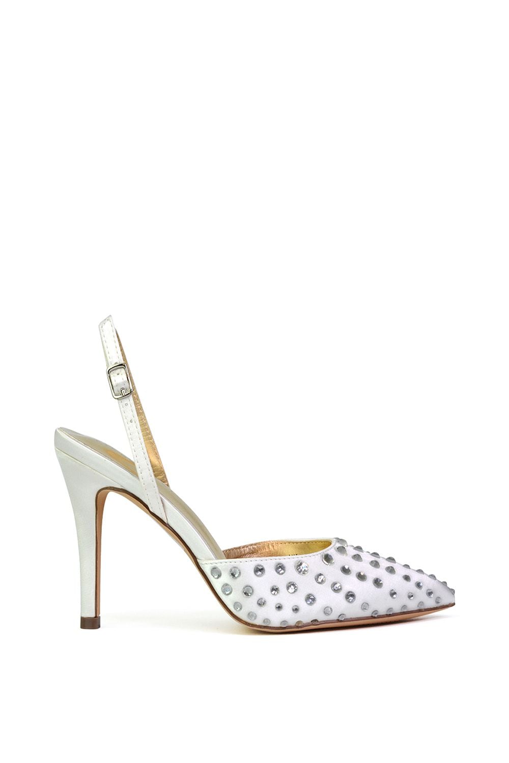 XY London 'Shelly' Strappy Slingback Pointed Toe Diamante Stiletto Bridal Heels image 1