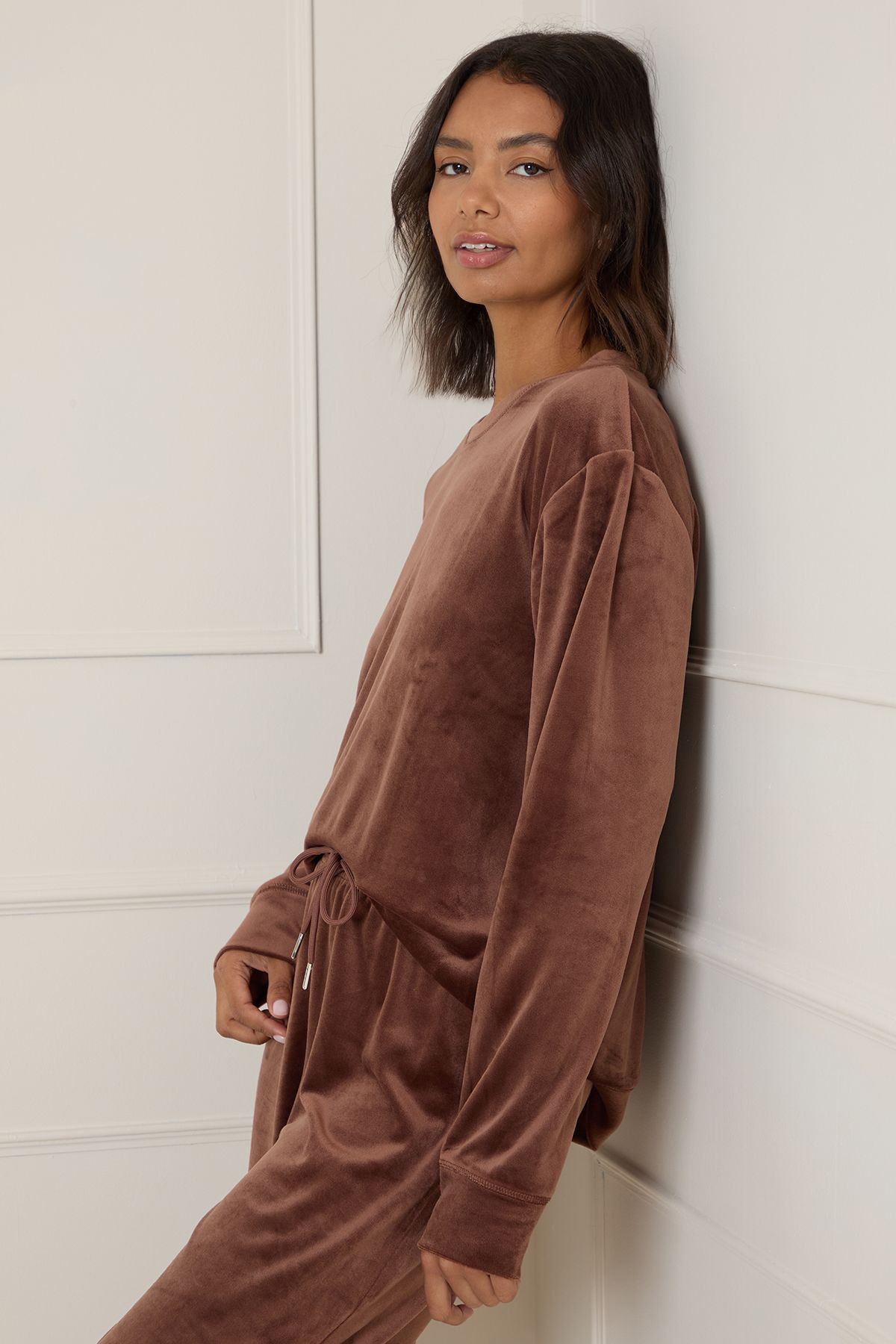 Dorothy Perkins Nightwear Velour Co-Ord Chocolate image 4