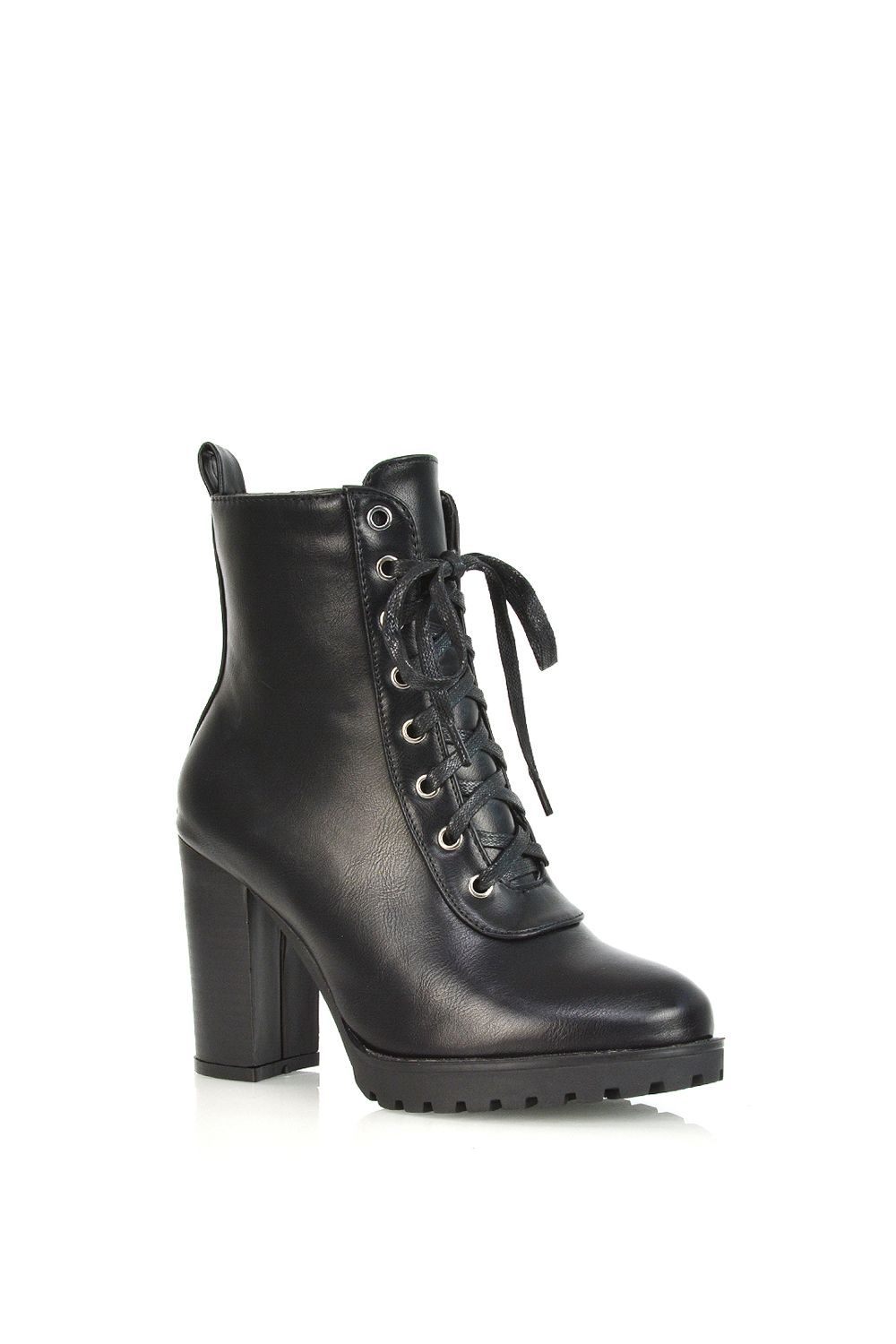 XY London 'Ariel' Lace up High Block Heel Zip-up Biker Ankle Boots image 2