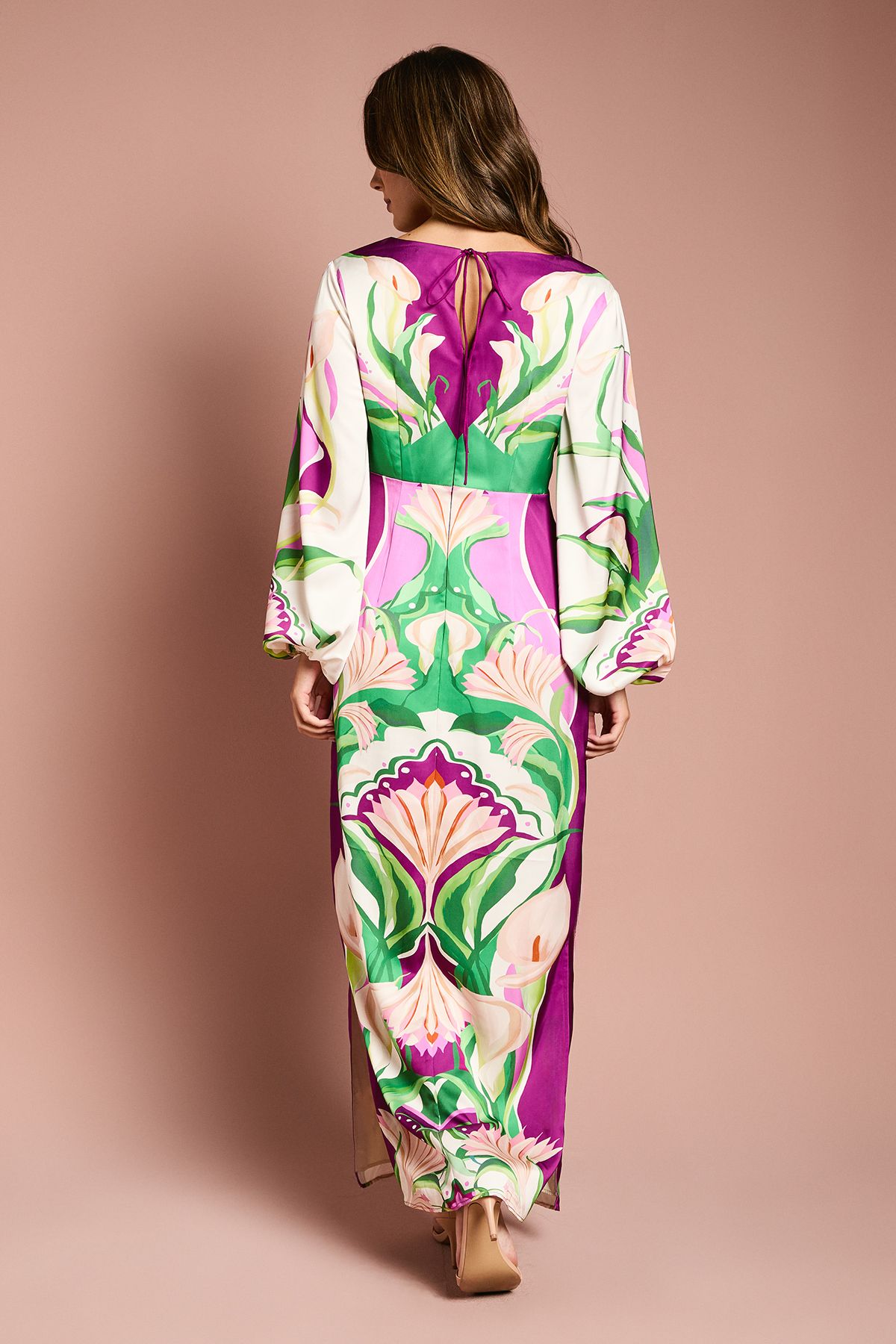 Coast Long Sleeve Placement Print Midi Dress Multi image 5
