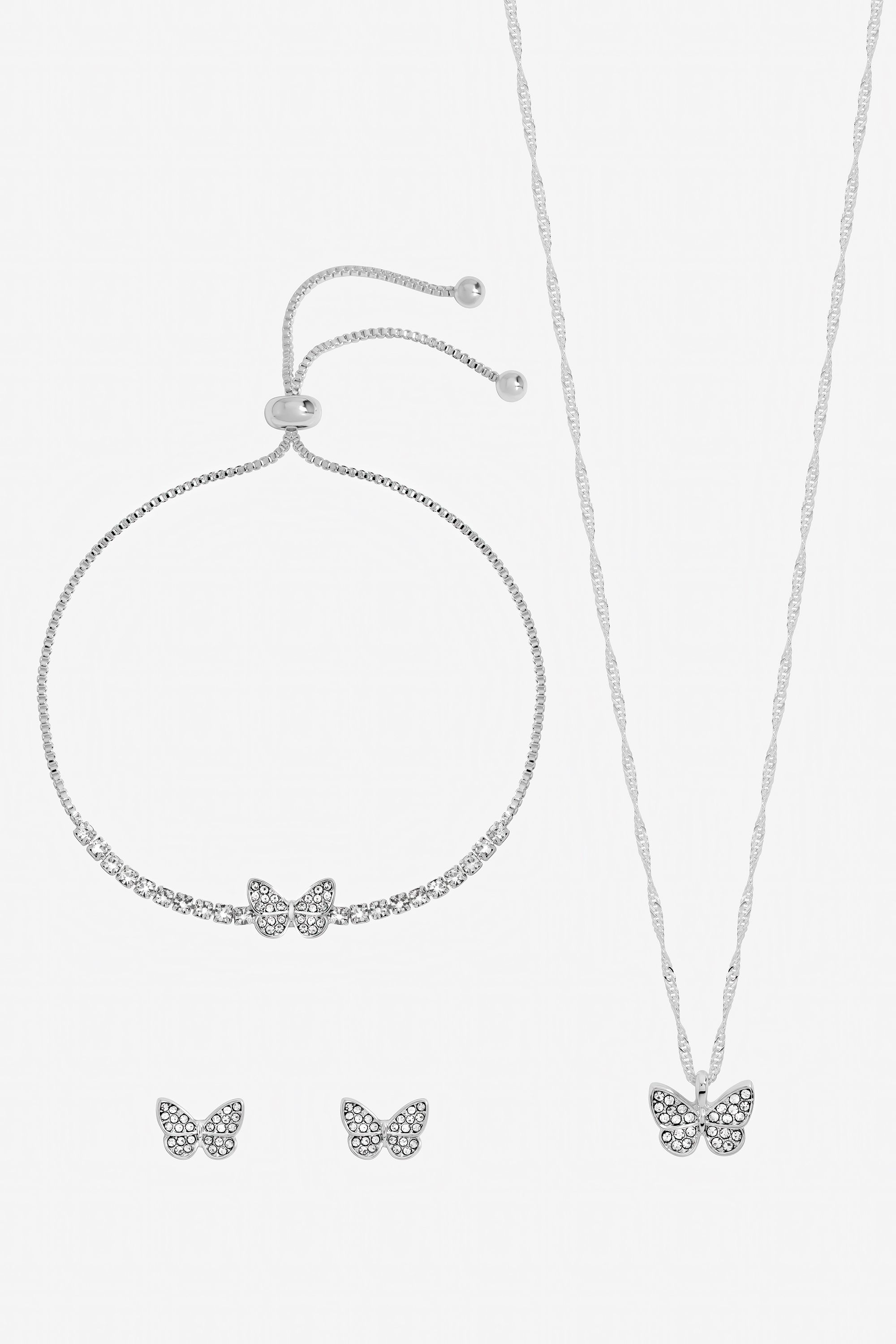 Jon Richard Silver Crystal Butterfly Trio Set - Gift Box image 2