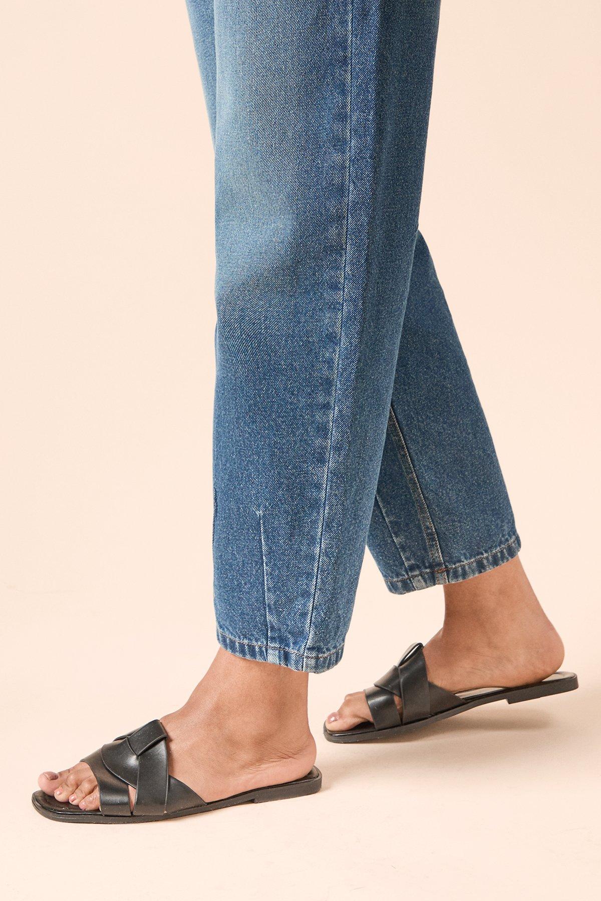 Dorothy Perkins Felicity Faux Leather Sliders Black image 3