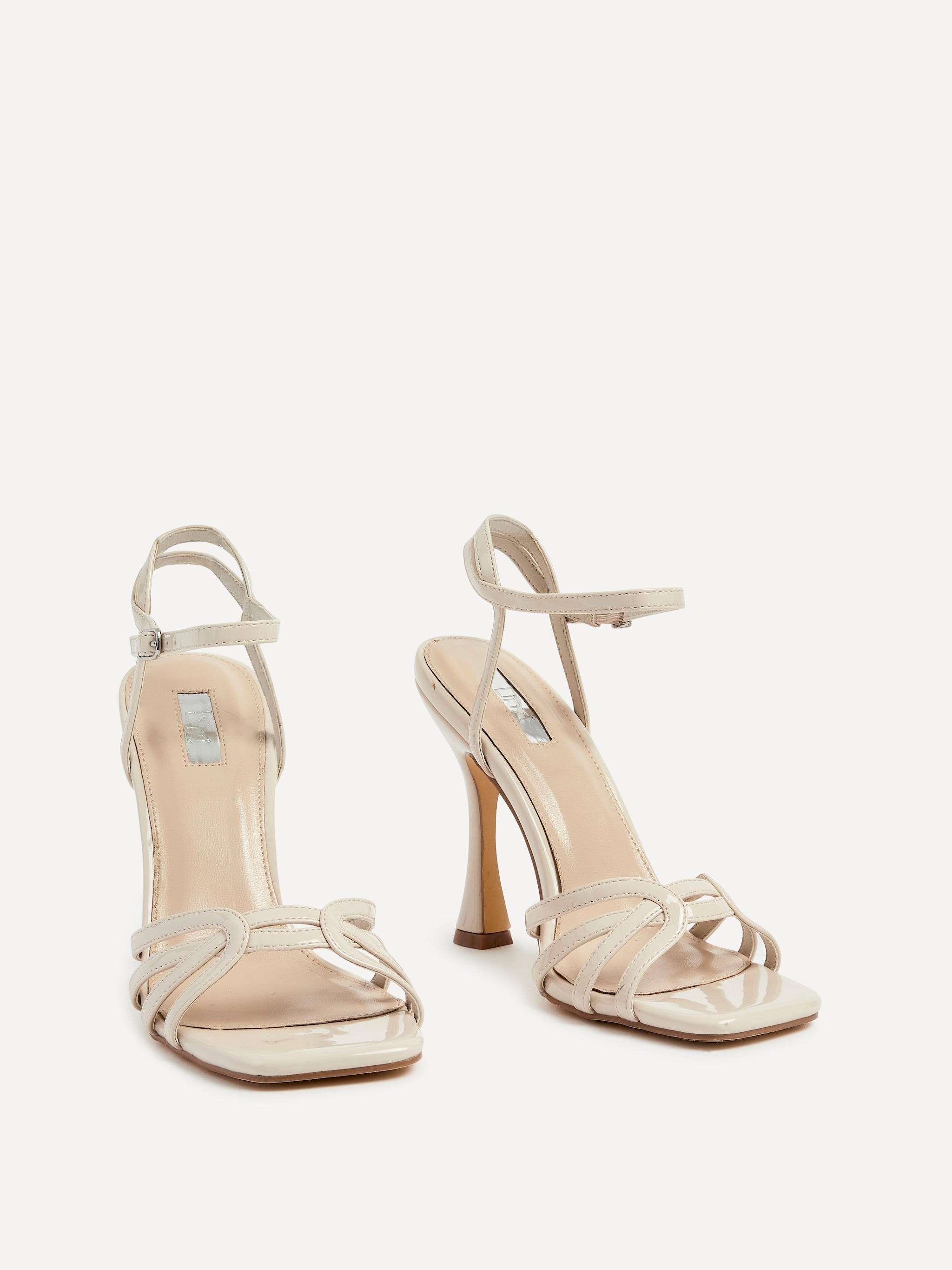 Linzi Serena Nude Faux Patent Leather Sandal Back High Heels image 3