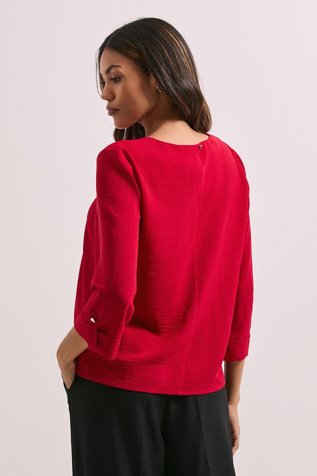 Dorothy Perkins 3/4 Roll Sleeve Blouse Berry image 3