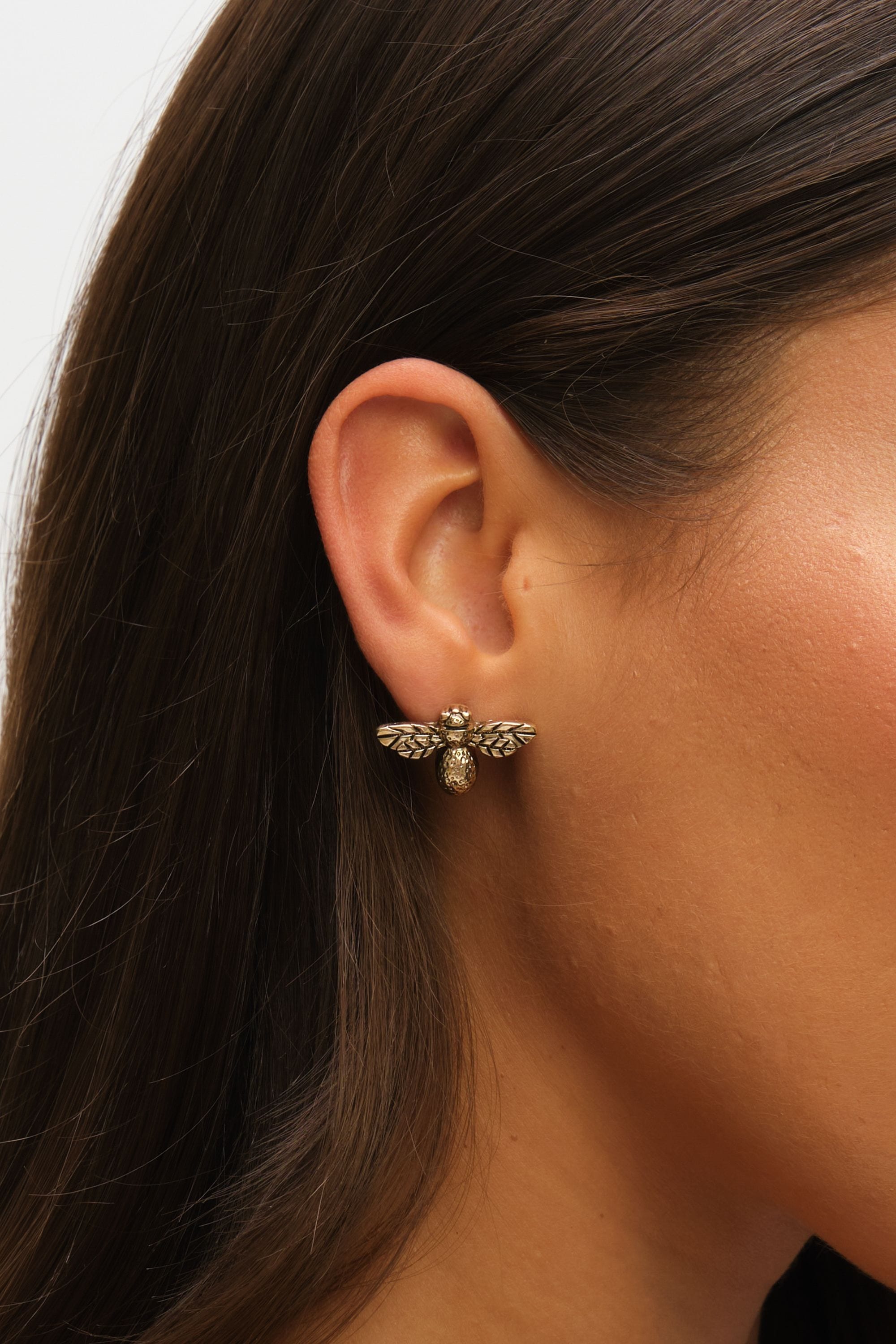 Mood Antique Gold Polished & Red Insect Stud Earrings - Pack of 2 image 2