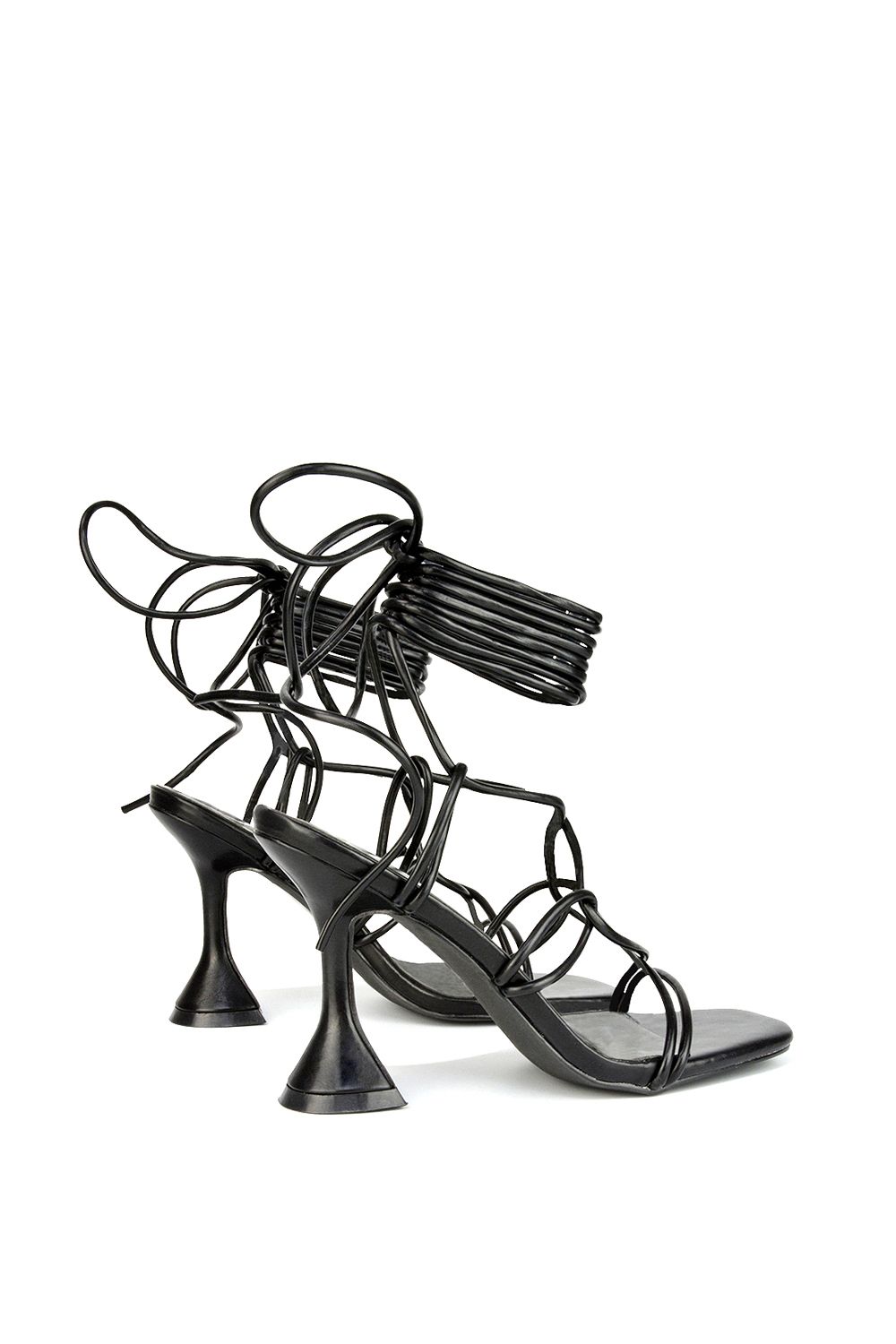 XY London 'Briar' Lace up Square Toe Sculptured Mid High Heels image 2