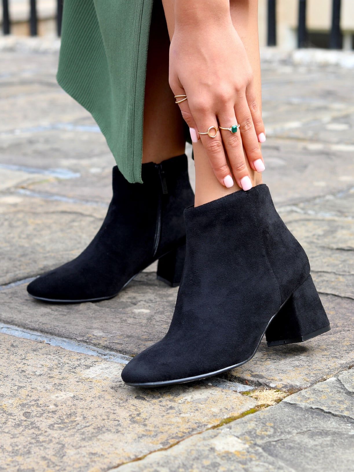 Linzi Verse Black Suede Block Heel Ankle Boot image 6
