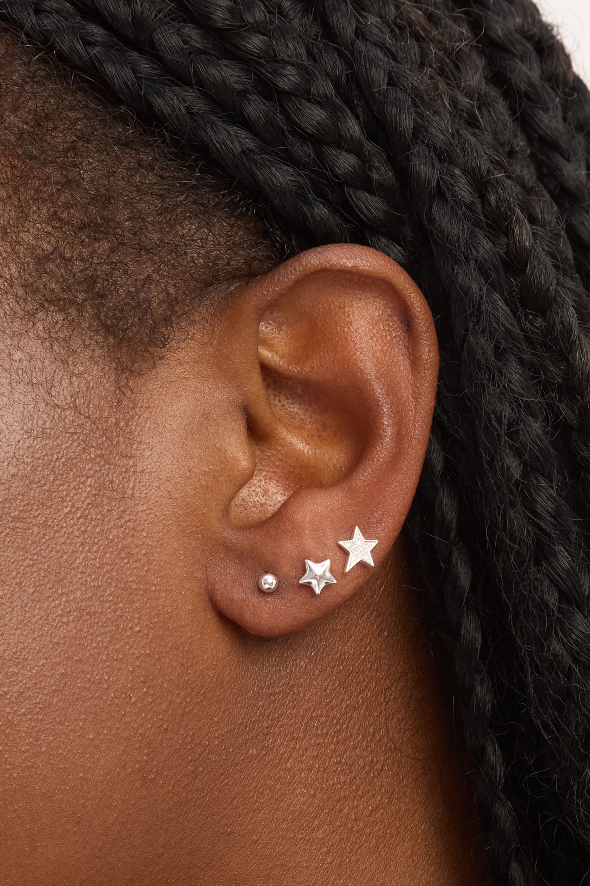 Simply Silver Sterling Silver 925 Polished and Cubic Zirconia Celestial Earrings - Pack of 3 image 3