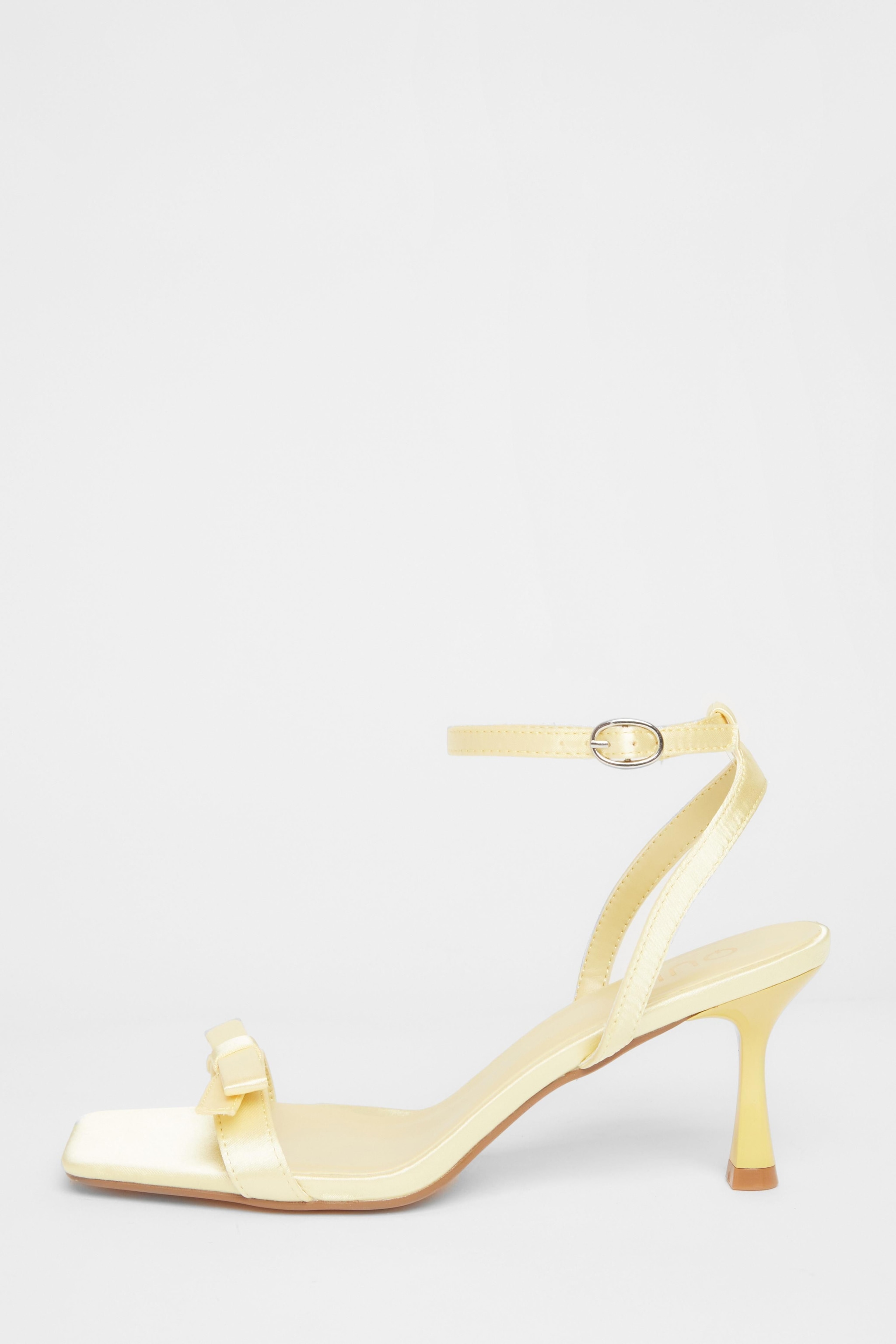 Quiz Yellow Satin Bow Heels image 3