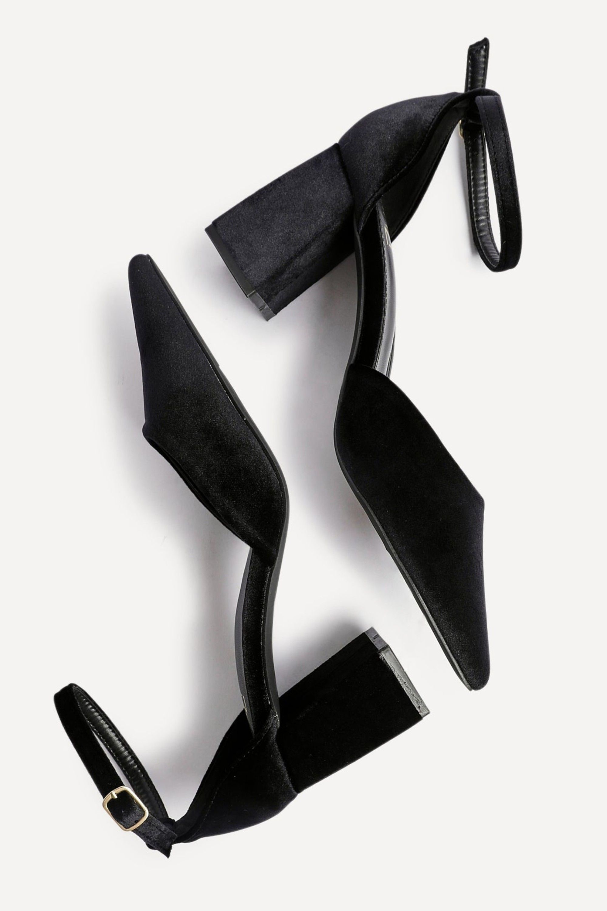 Linzi Glam Black Velvet Pointed Block Heel Courts image 5