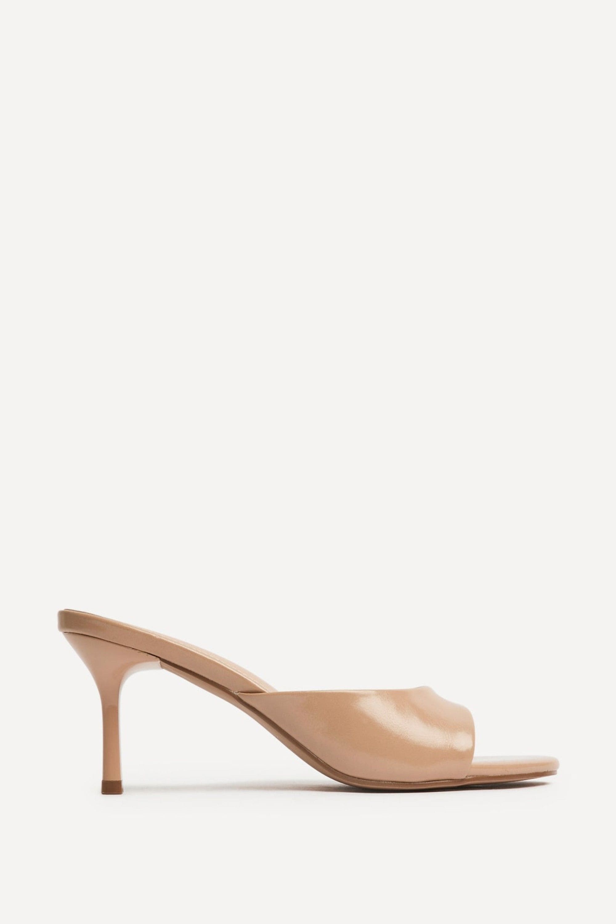 Linzi Erin Mocha Faux Leather Mule Heels