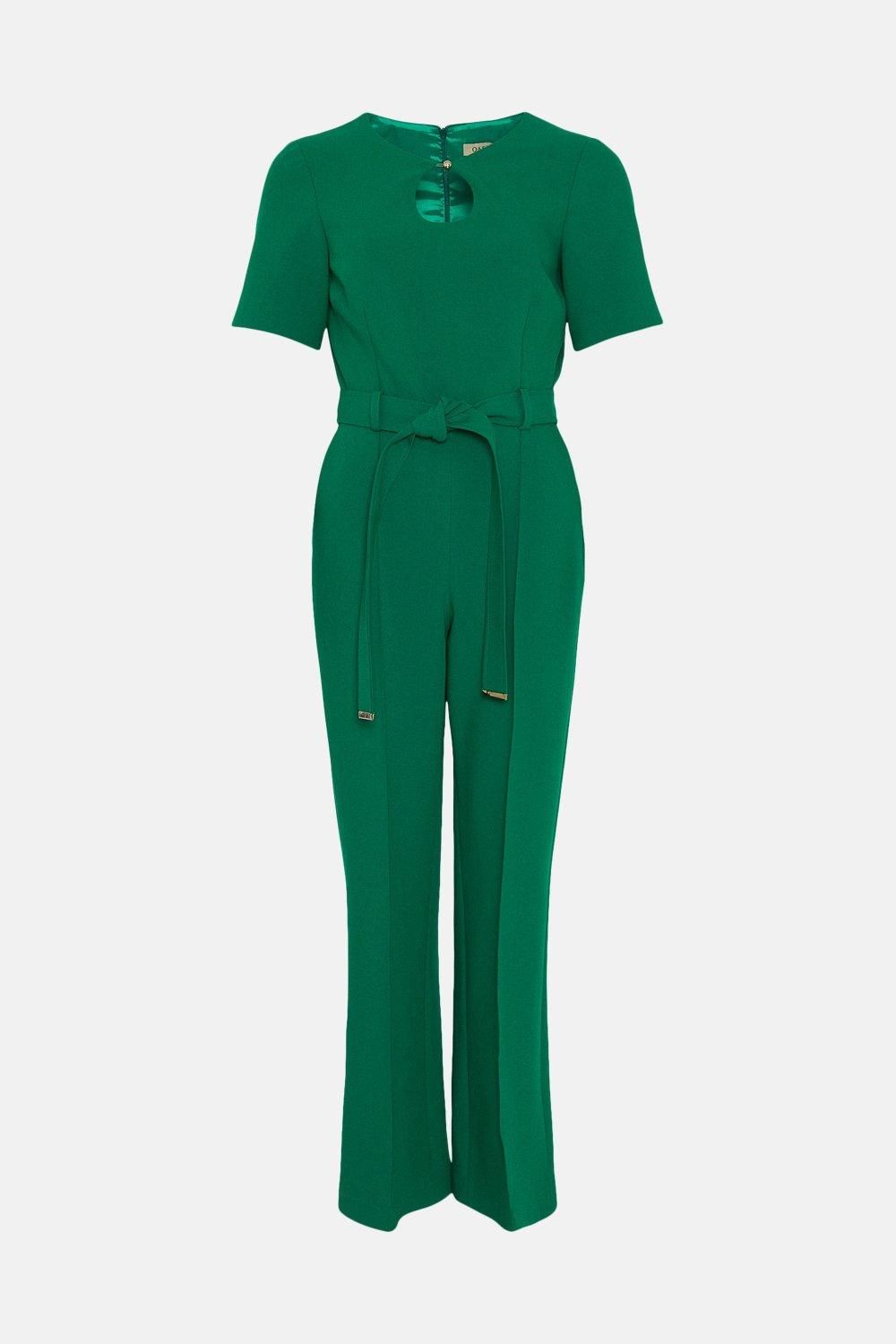Oasis Premium Tailored Stretch Belted Jumpsuit Green image 4