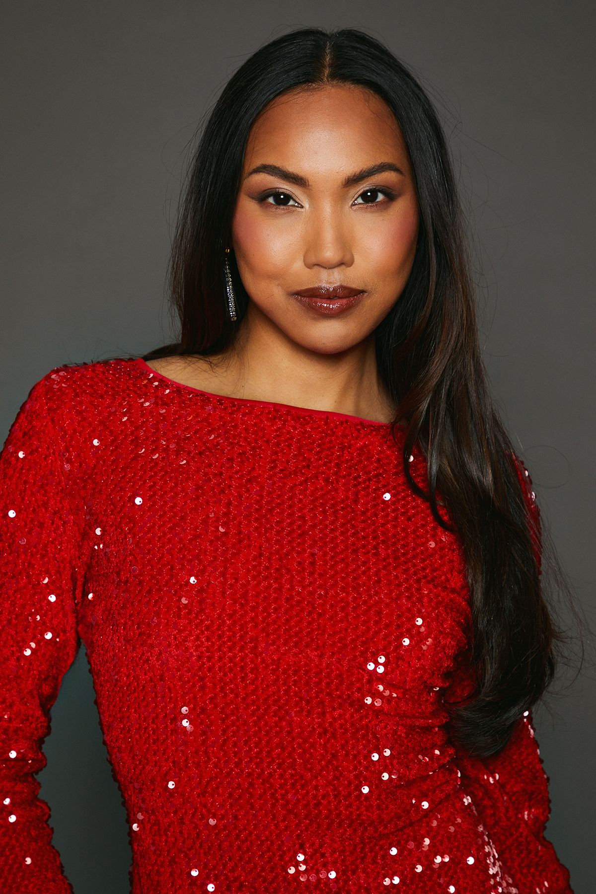 Principles Red Sequin Velvet Pencil Dress Red image 4