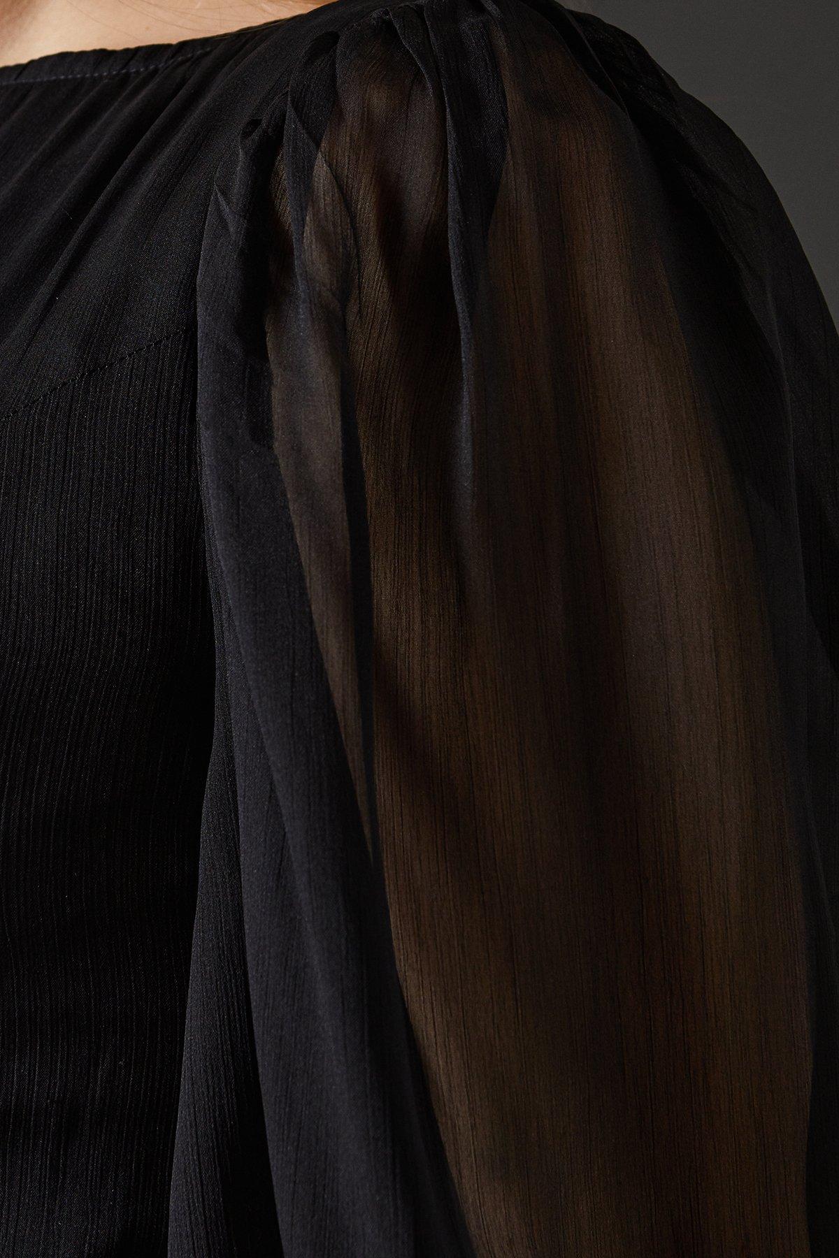 Warehouse Chiffon Long Sleeve Maxi Dress Black image 5