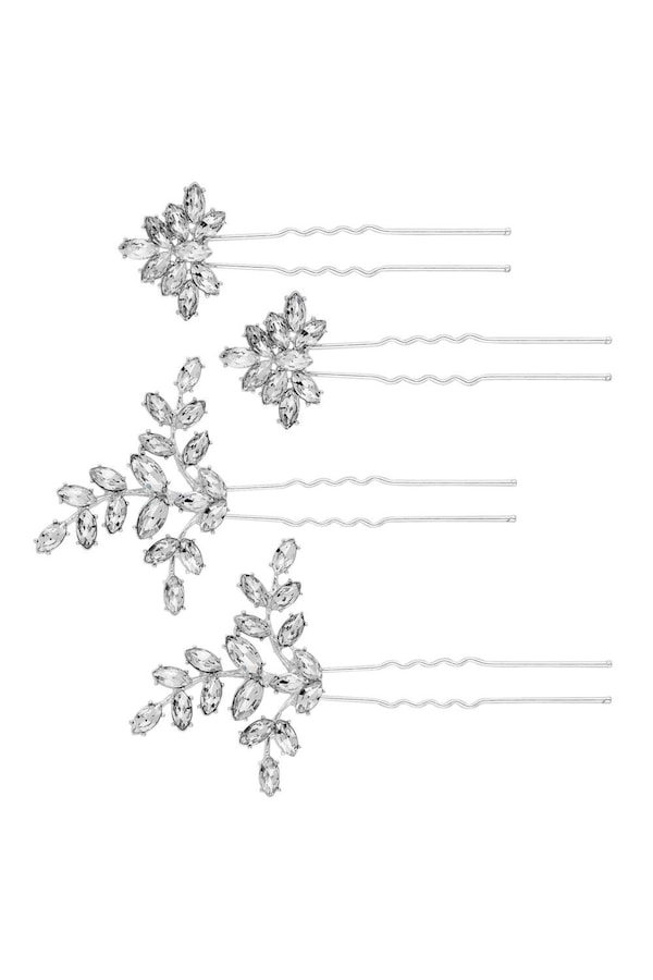Mood Silver Crystal 4 Pack Hair Pins