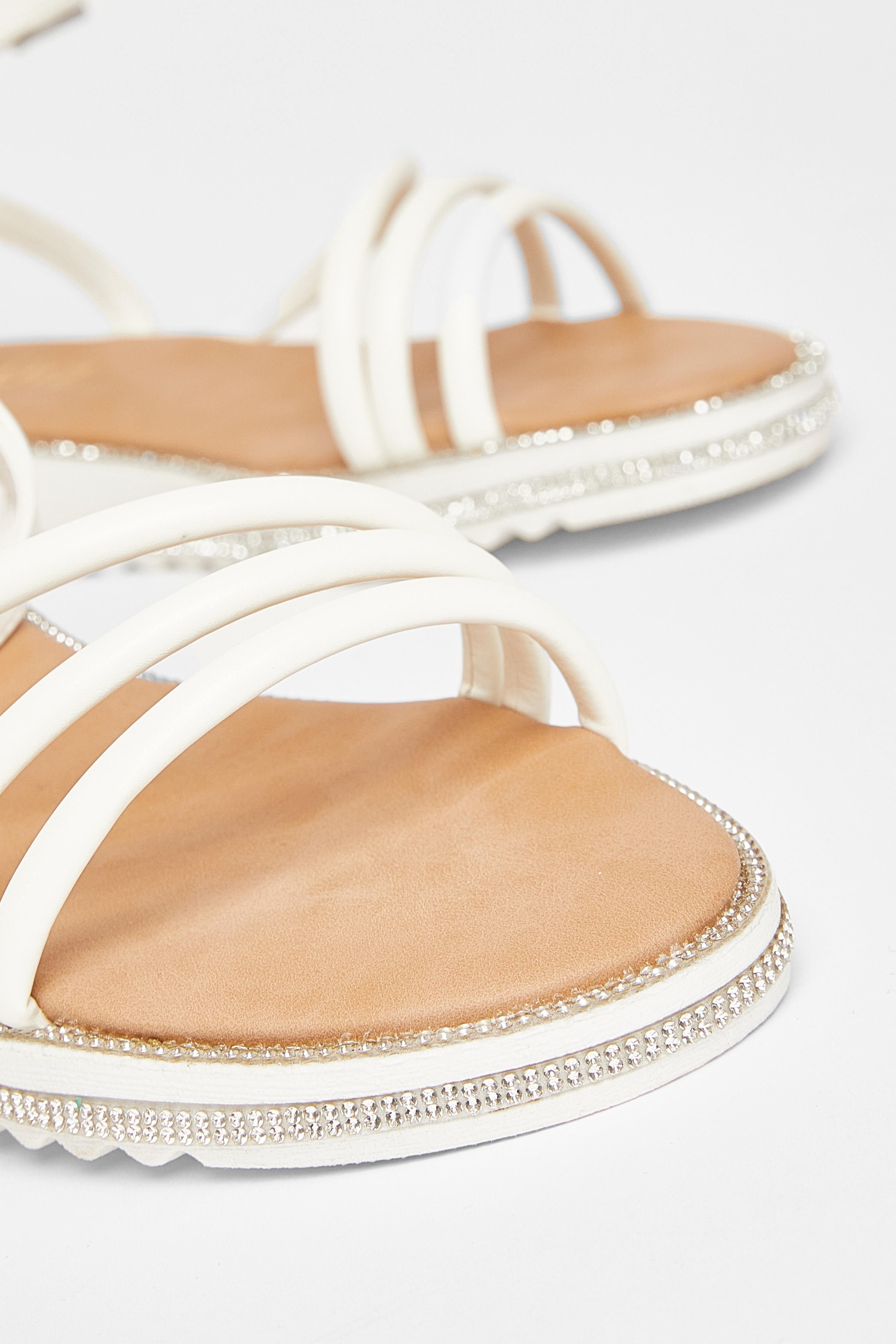 Quiz White Strappy Flat Sandals image 4