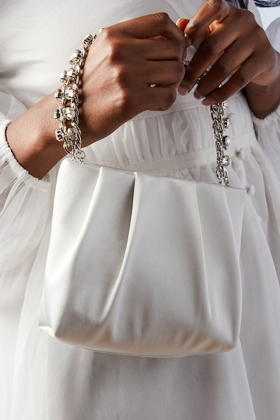 Coast Bridal Jewelled Handle Satin Grab Bag Ivory