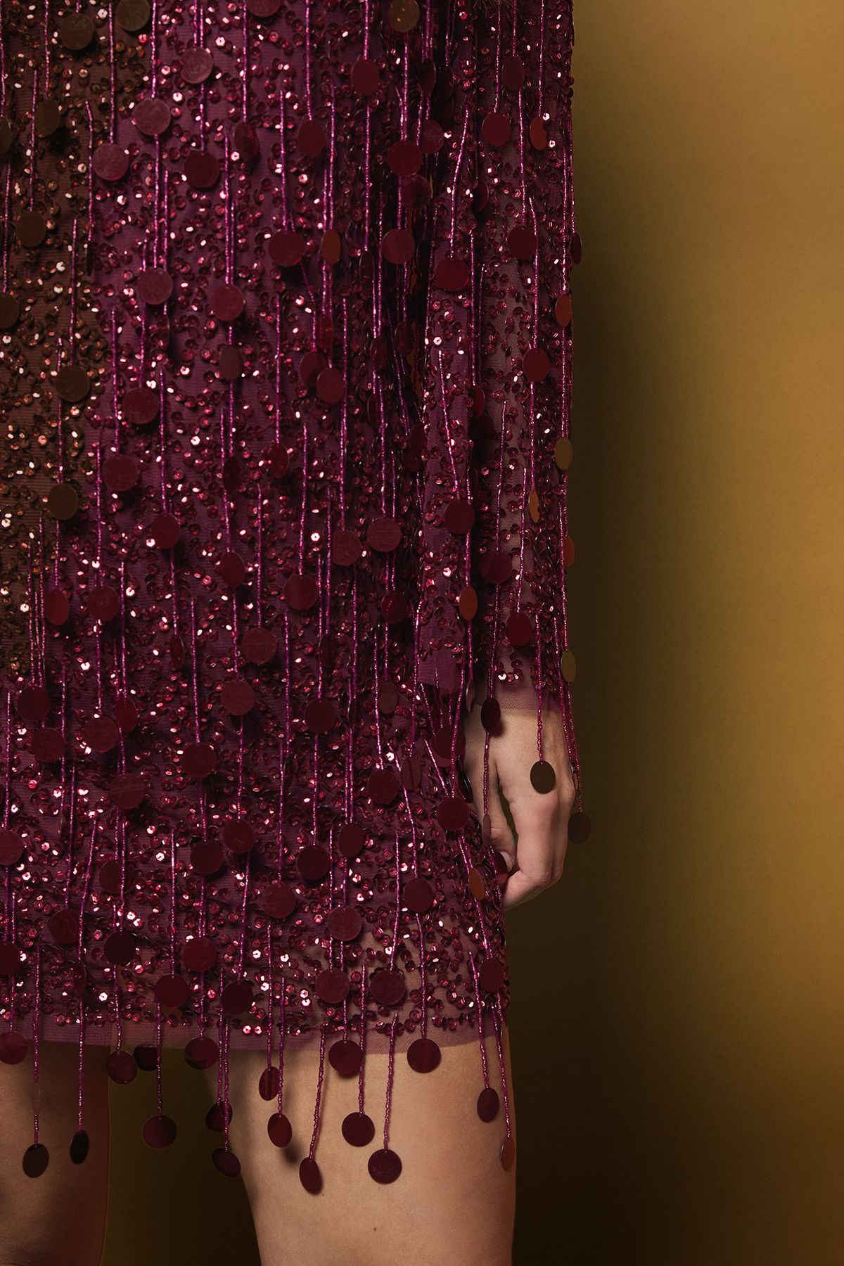 Coast Party Sequin Long Sleeve Mini Dress Burgundy image 4