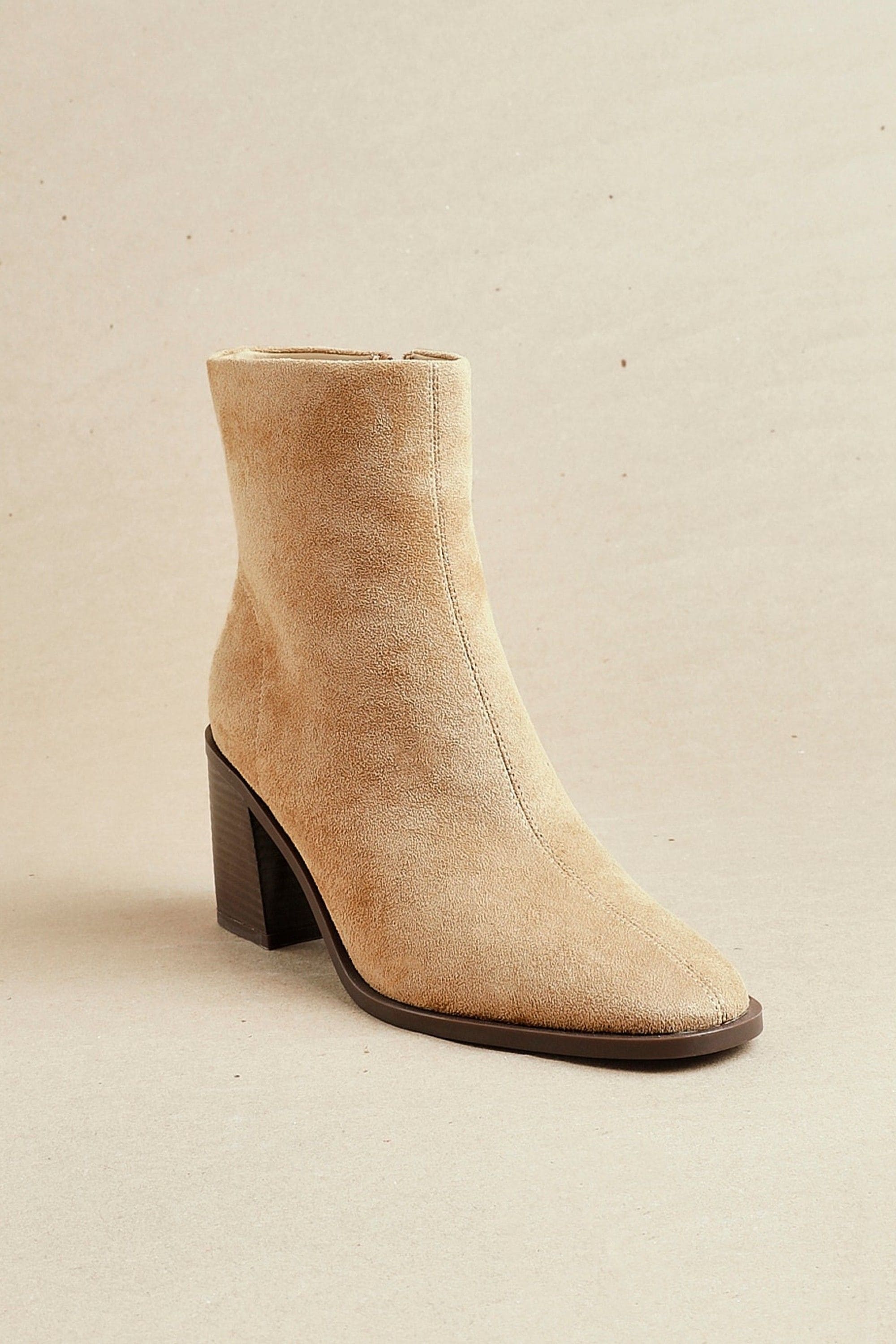 Linzi Orlando Beige Faux Suede Block Heeled Ankle Boot image 2