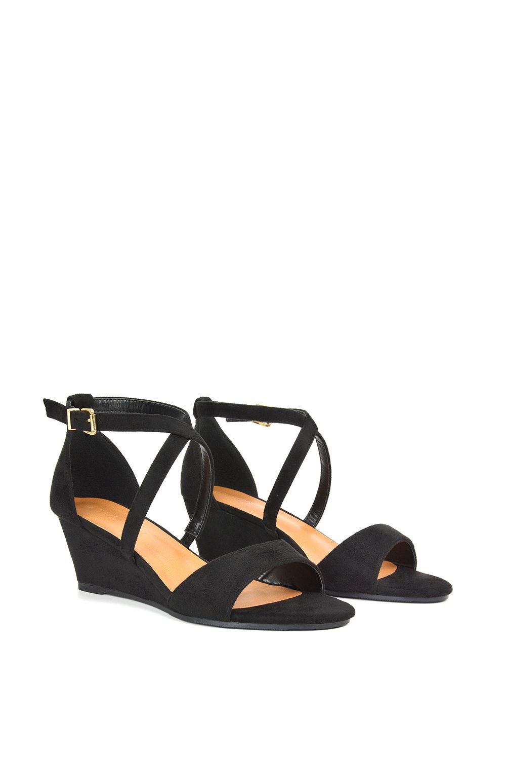 XY London 'Kylie' Strappy Mid Wedge Heel Shoes With Ankle Strap image 3