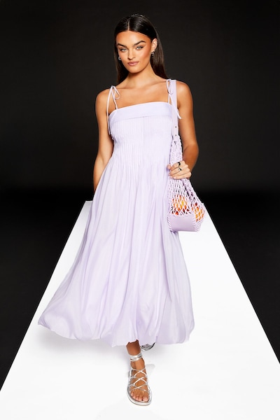 RUNWAY 1.8.1.8 Runway 1.8.1.8 Tie Strap Pleat Detail Midi Dress Lilac
