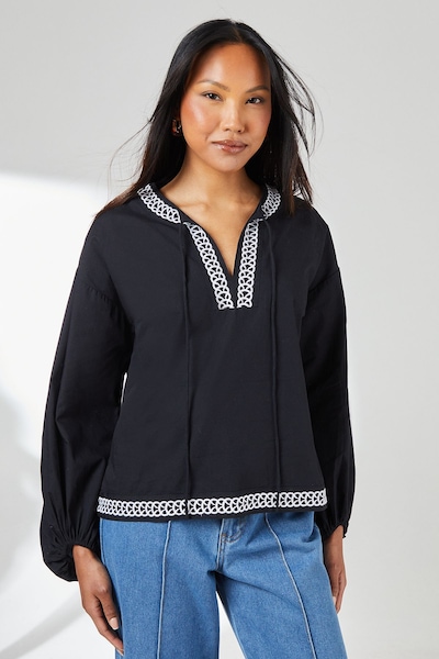 Principles Embroidered Detail Blouse Black