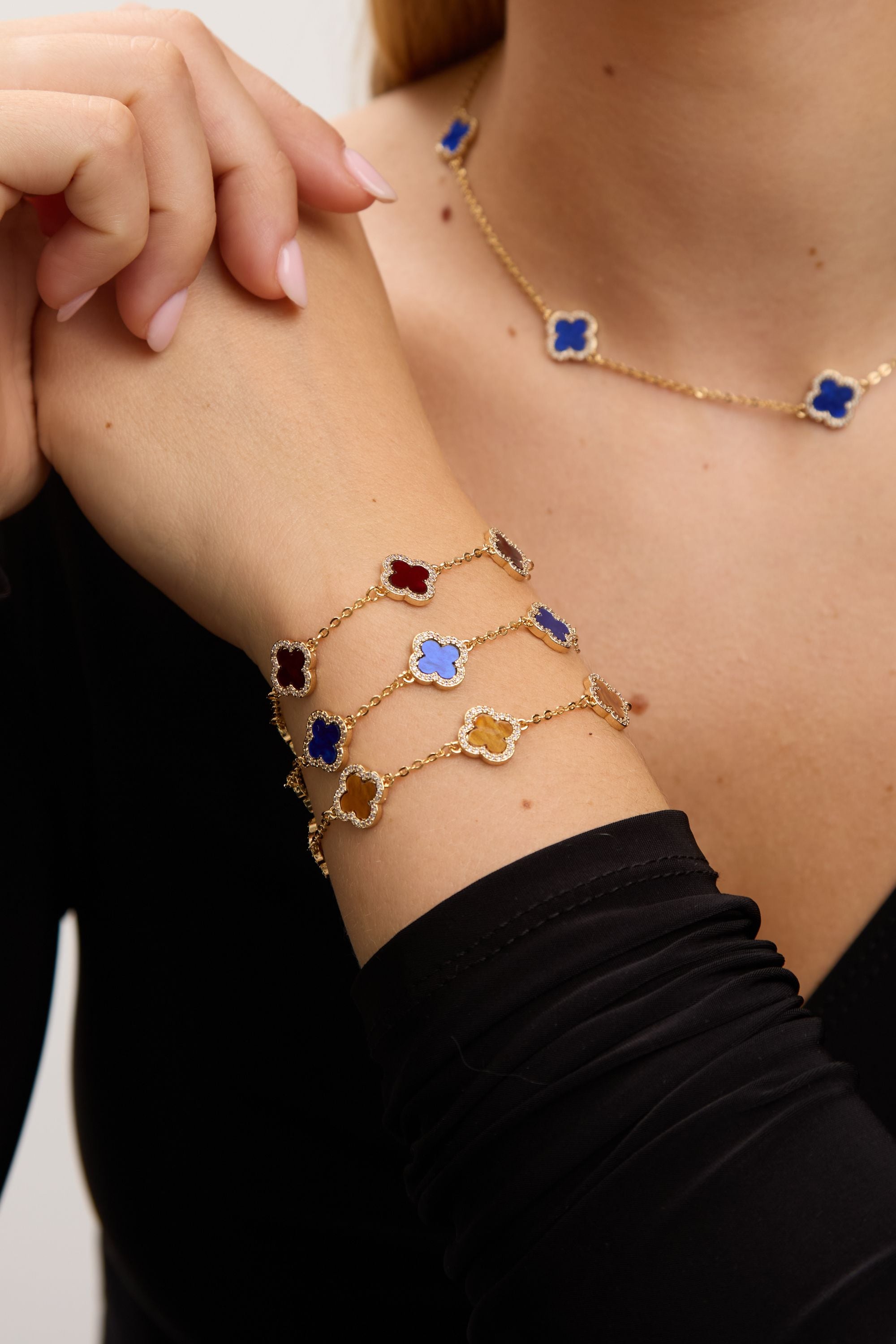 Jon Richard Gold Plated Tigers Eye Clover Bracelet image 2