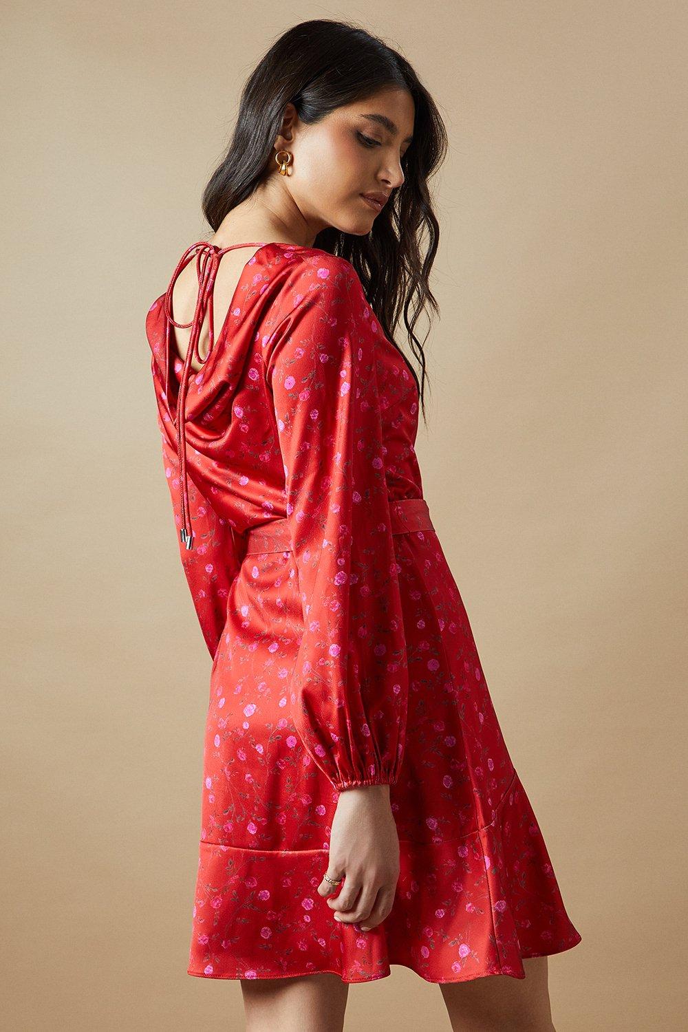 Oasis Occasion Floral Satin Cowl Mini Dress image 3