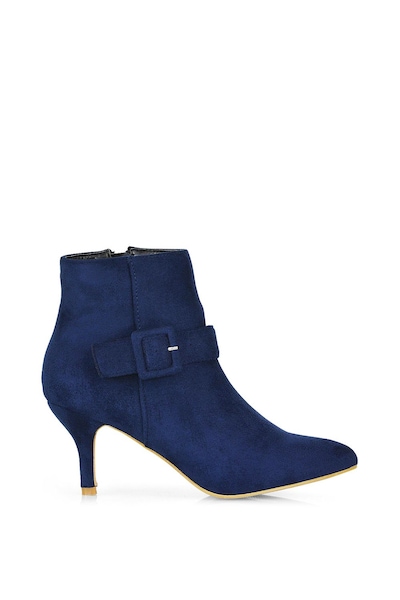 XY London 'Lara' Buckle Detail Pointed Toe Low Stiletto Heel Ankle Boots