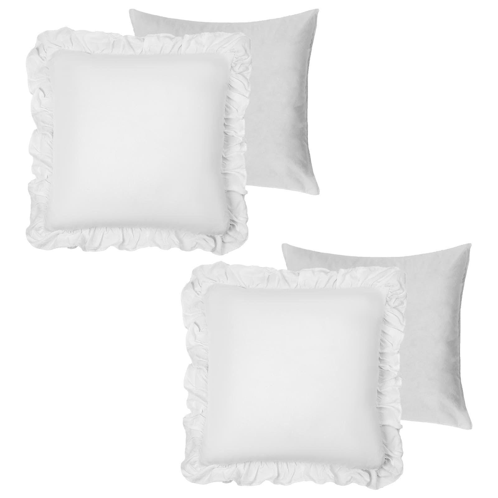 OHS 2 Pack Linen Frill Cushion Covers Filled Home Living Luxury image 1