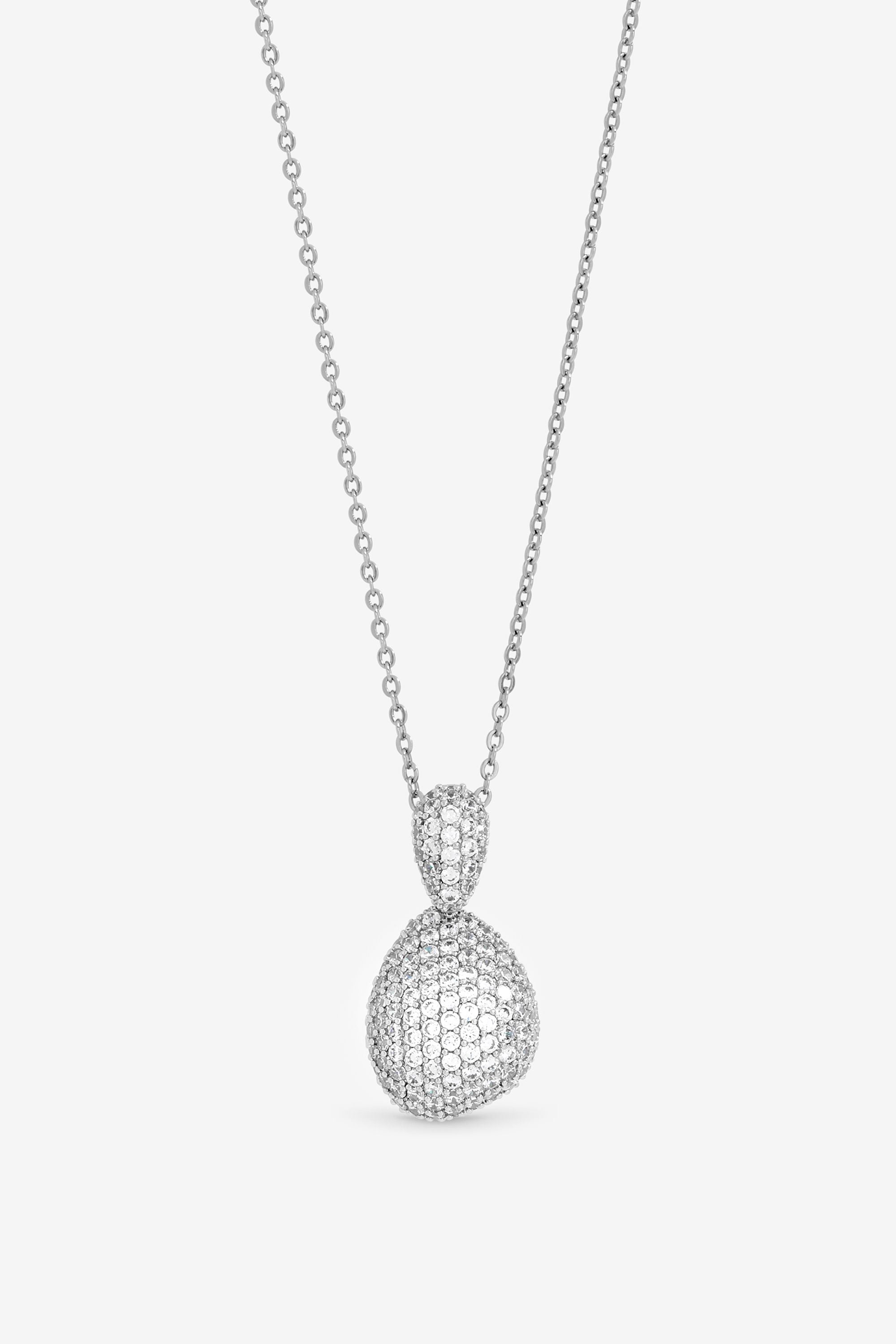 Jon Richard Rhodium Plated and Cubic Zirconia Drop Dome Pendant - Gift Box image 1