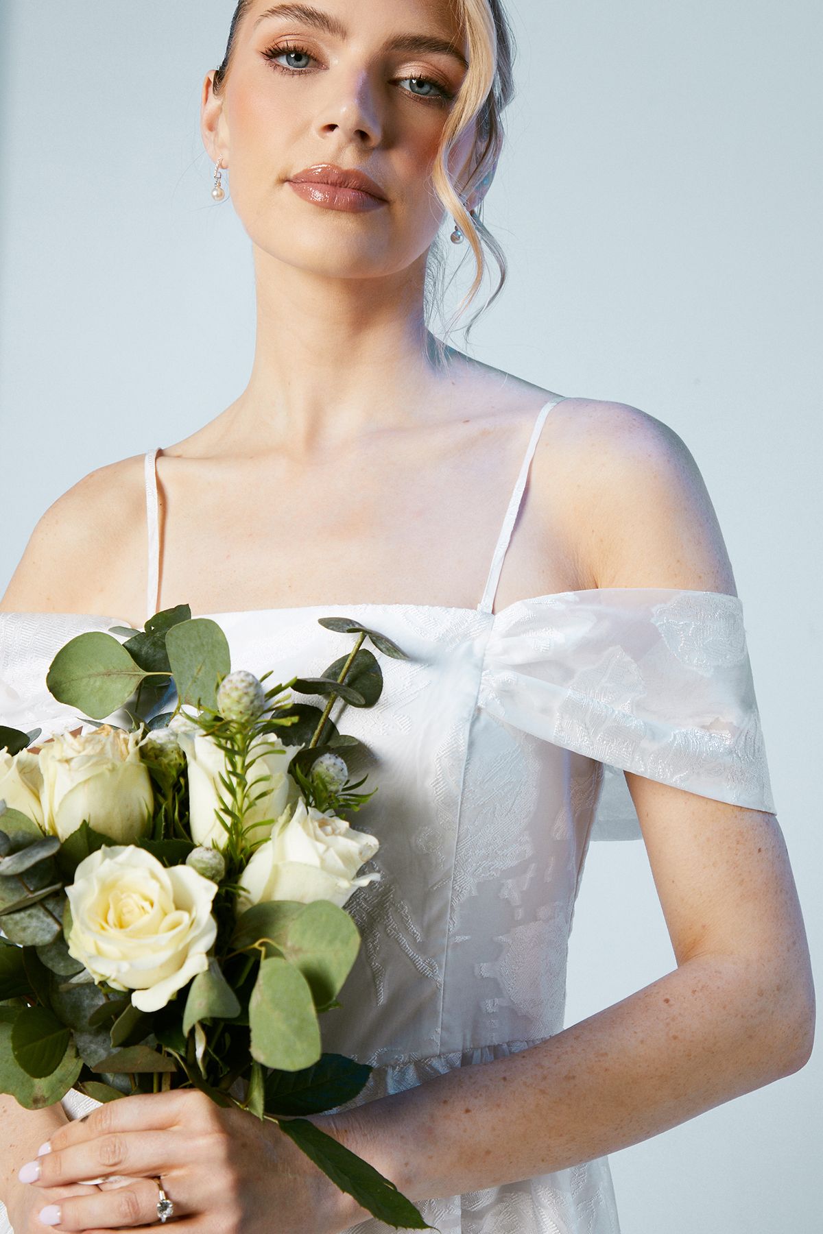 Coast Bardot Organza Jacquard Full Skirted Wedding Dress Ivory image 3