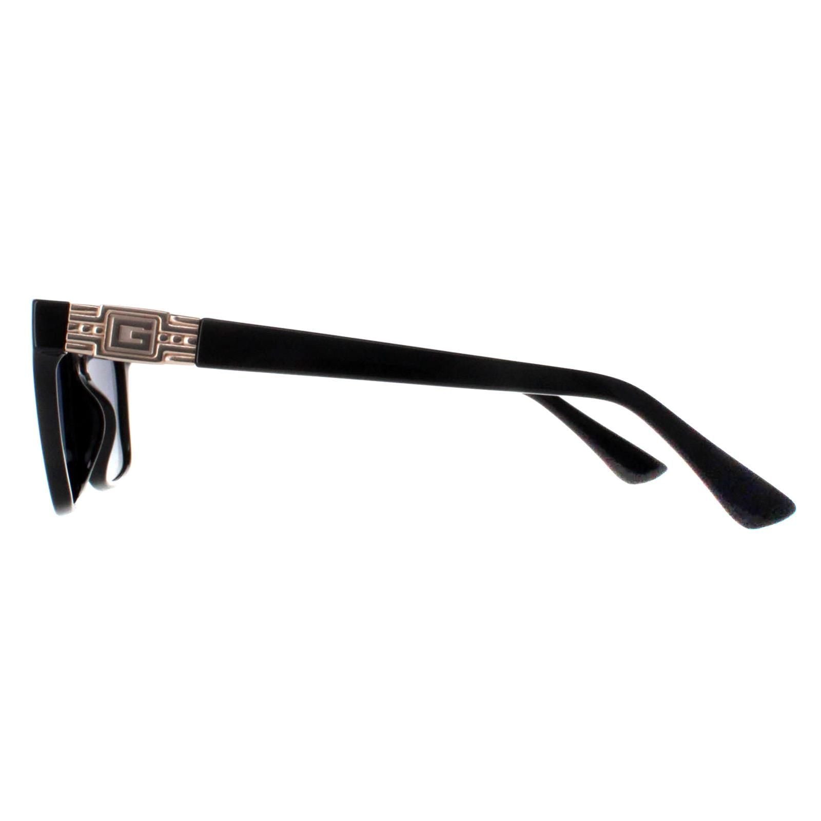 Guess Rectangle Shiny Black Smoke Polarized GU7869 image 3
