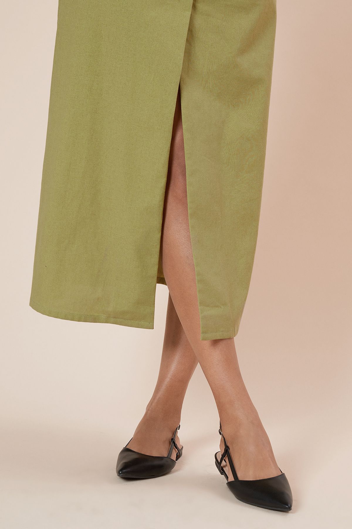 Dorothy Perkins Briony Faux Leather Comfort Sock Pointed Slingback Flat Shoes Black image 1