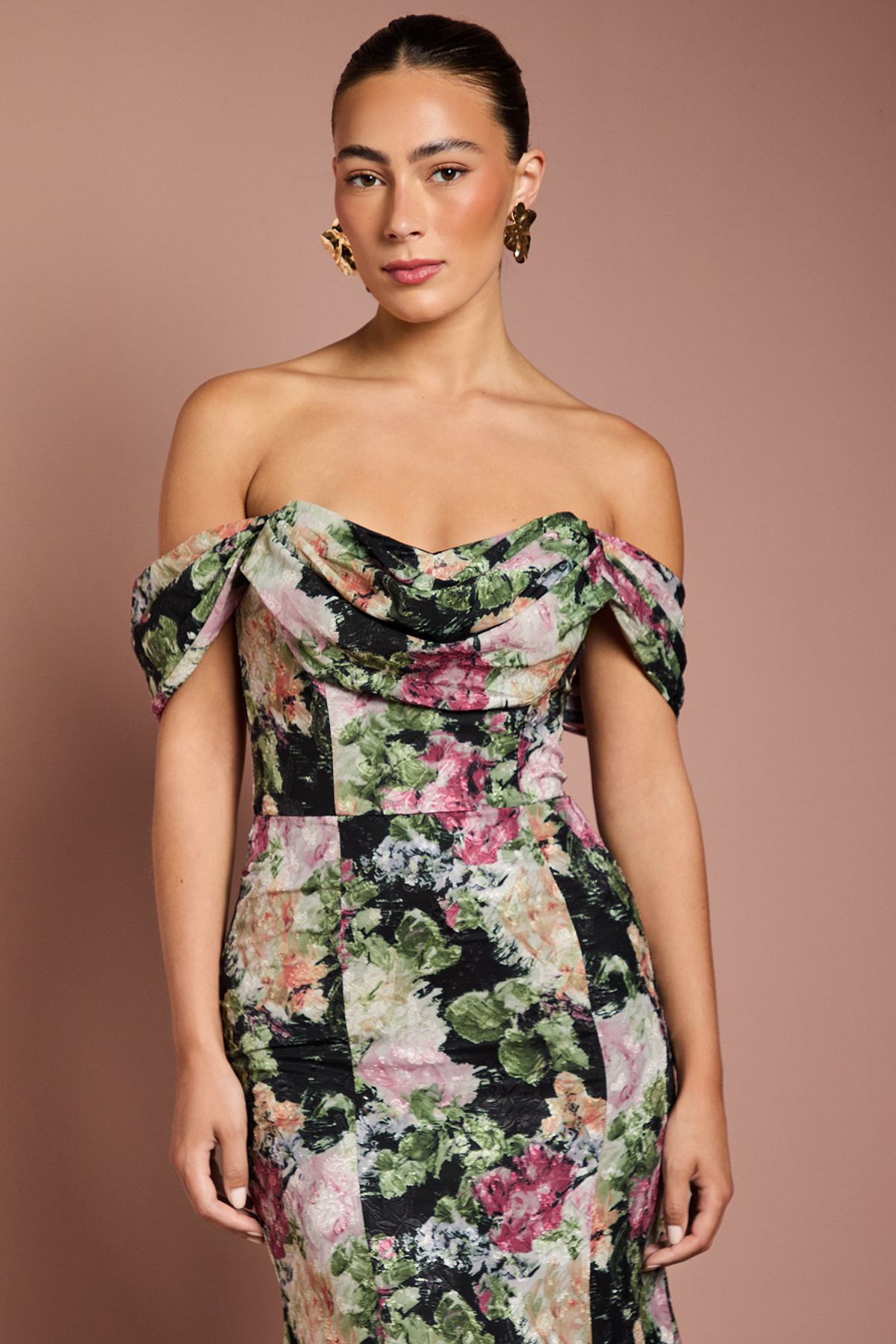 Coast Floral Bardot Maxi Dress Black image 4