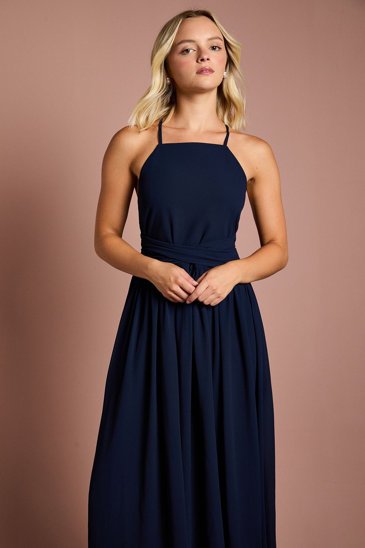 Coast Teen Coast Cross Front Detail Cami Bridesmaid Dress Navy image 4