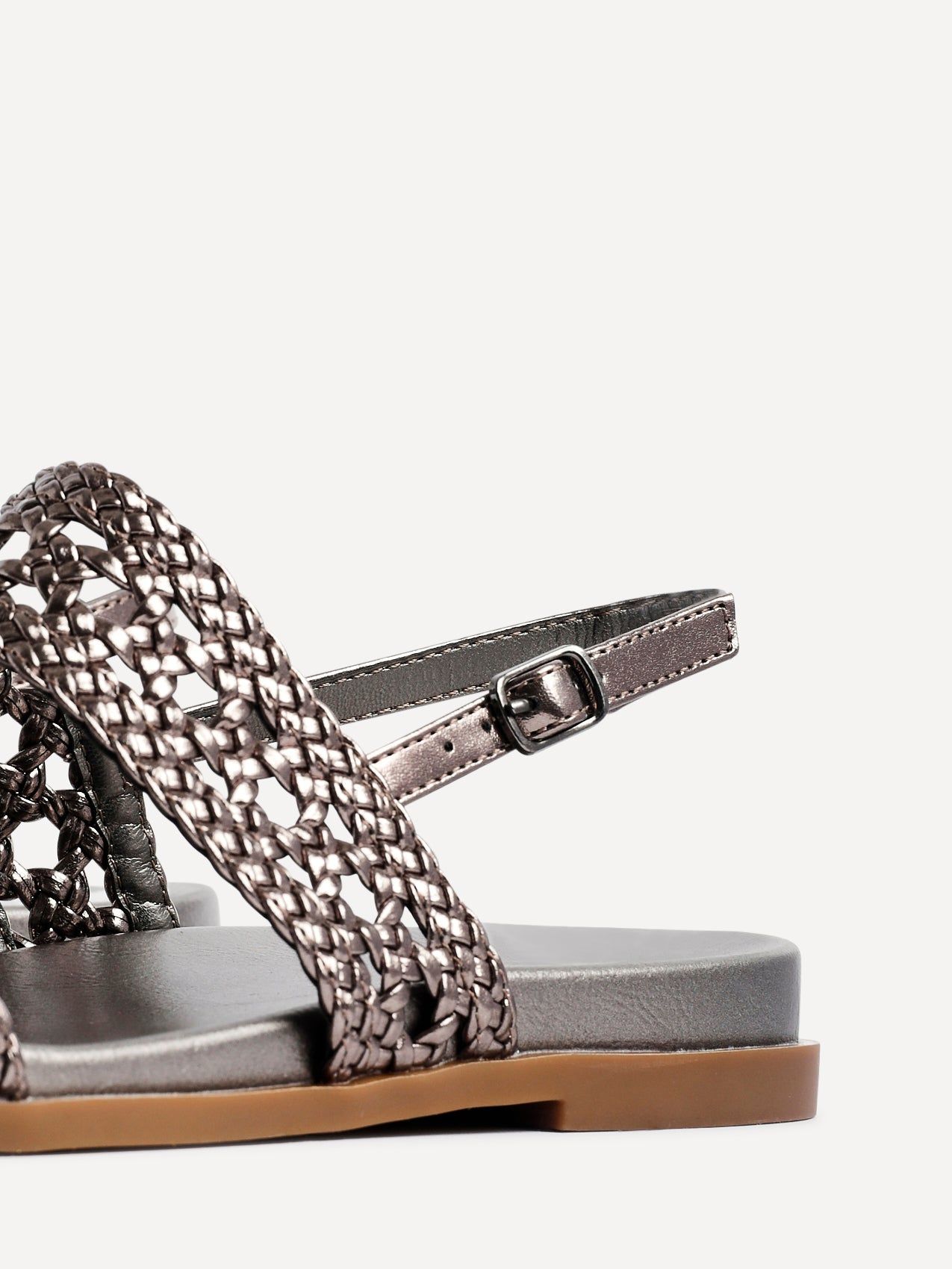 Linzi Galia Pewter Faux Leather Handwoven Flat Sandals image 5