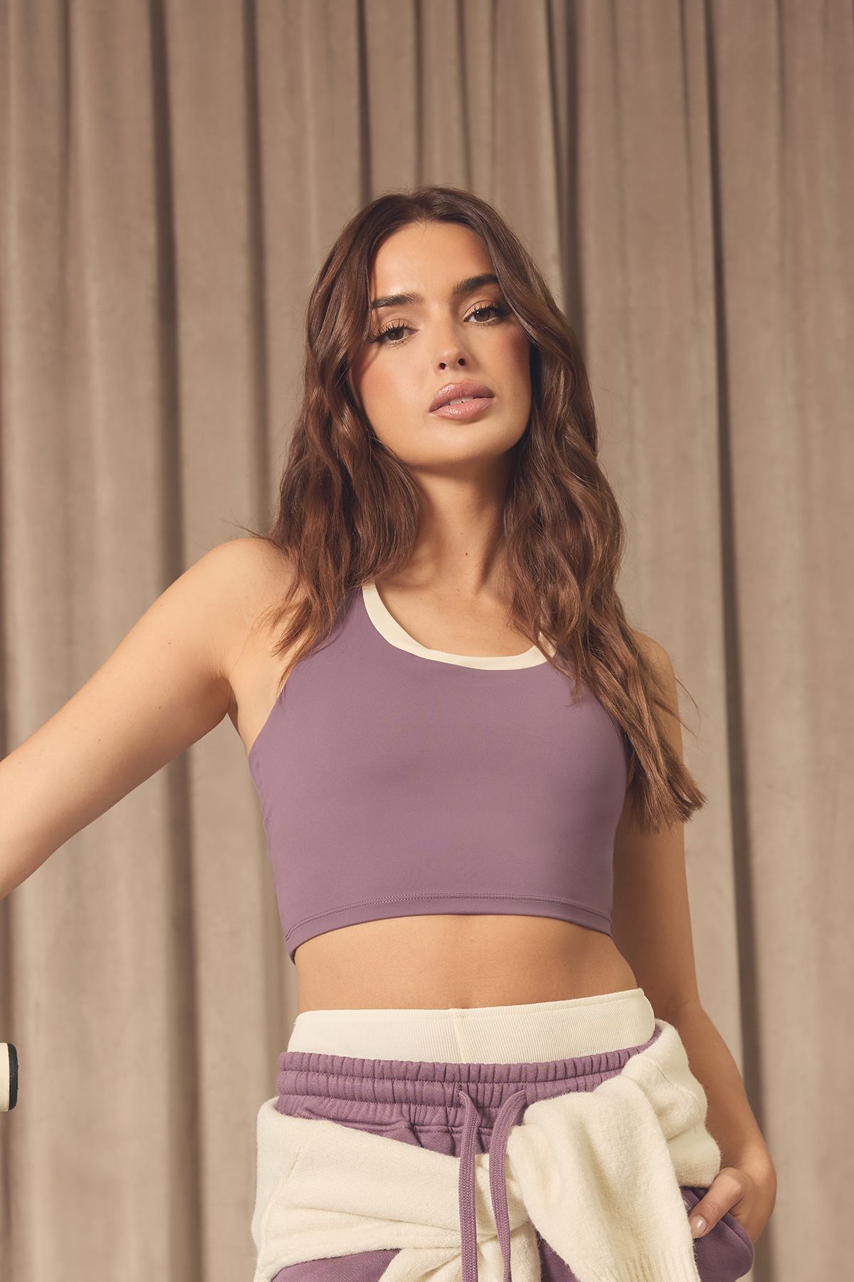 DSGN Studio DSGN Studio Ultra Sculpt Contrast Longline Sports Bra Grape image 1