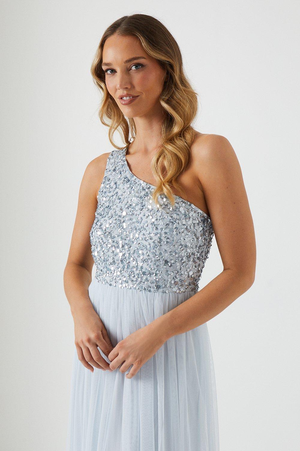 Coast Sequin Mesh Top Two In One Bridesmaid Dress Ice Blue image 4