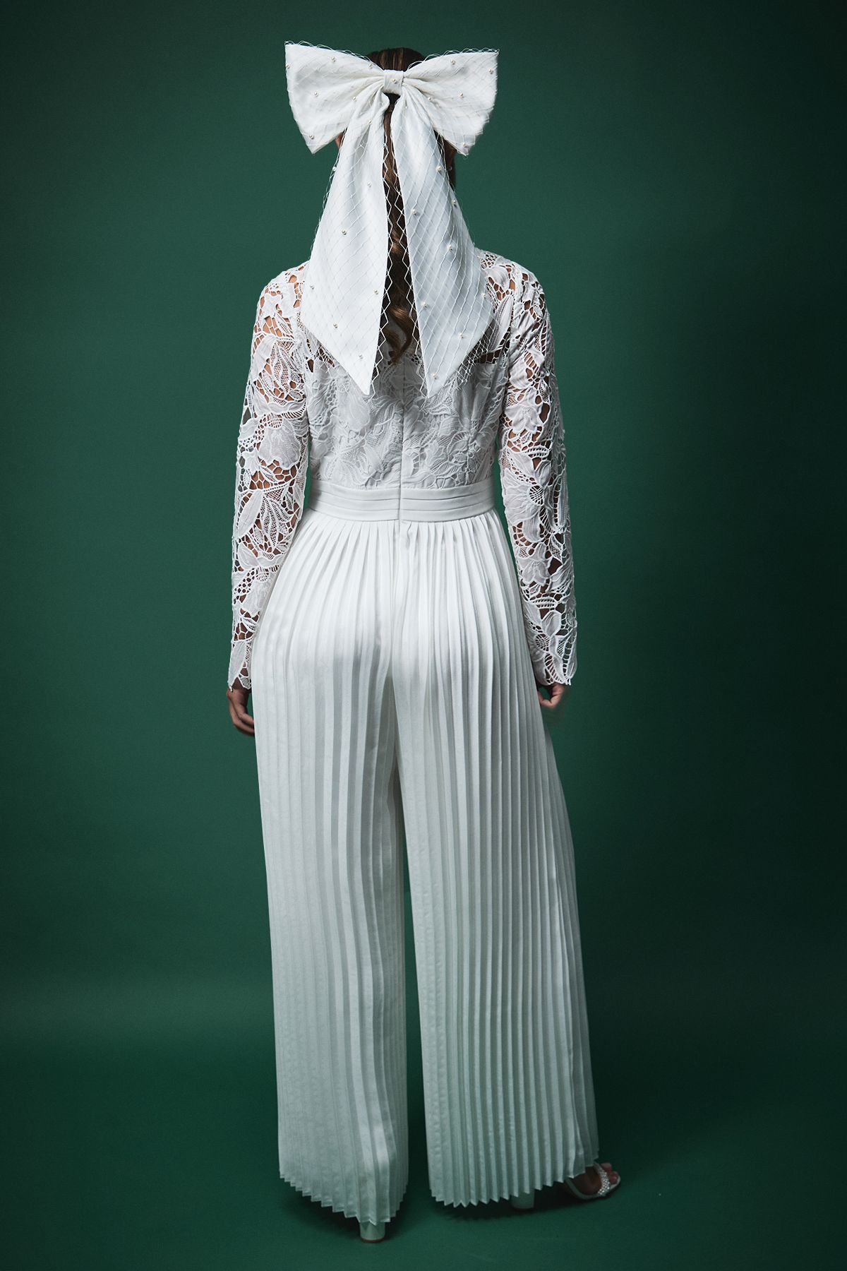 Coast Lisa Tan Lace Top Jumpsuit with Pleated Wide Leg Trouser Oyster image 3