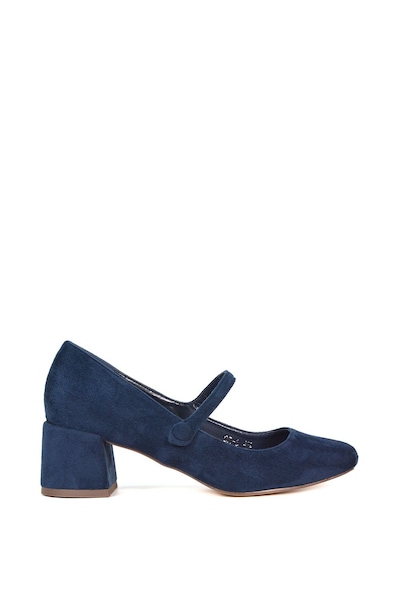 XY London 'Leneka' Low Block Heel Slip On Court Shoes With Front Strap