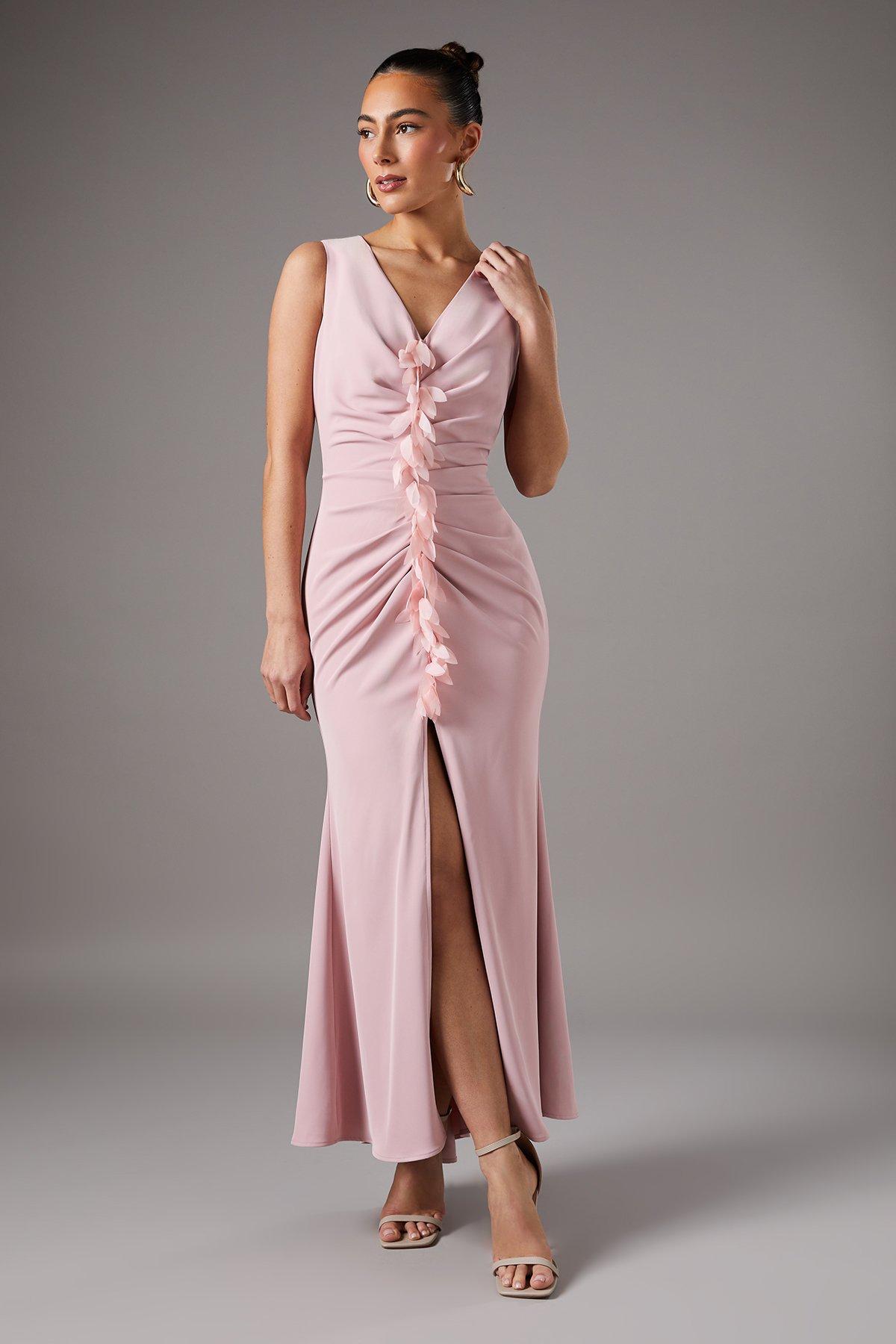 Coast Ruched Petal V Neck Maxi Dress Pink image 1