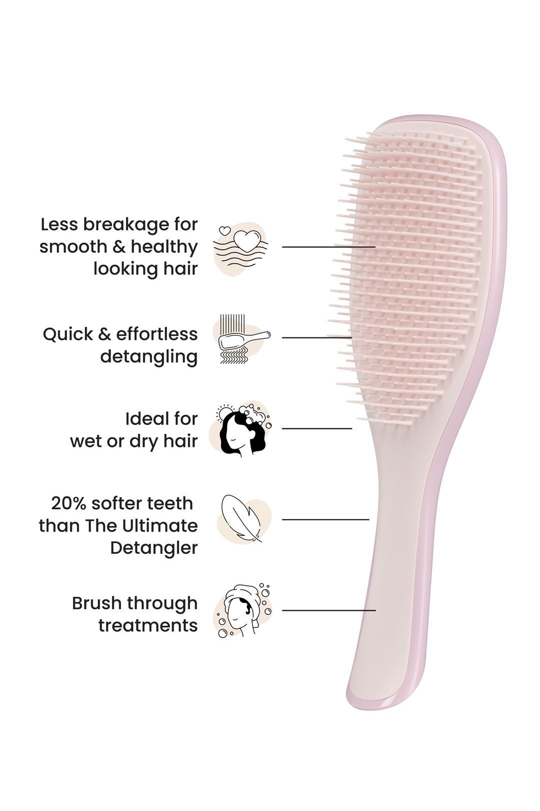 Tangle Teezer The Wet Detangler Hairbrush Fine & Fragile - Pink Dust Pink image 5