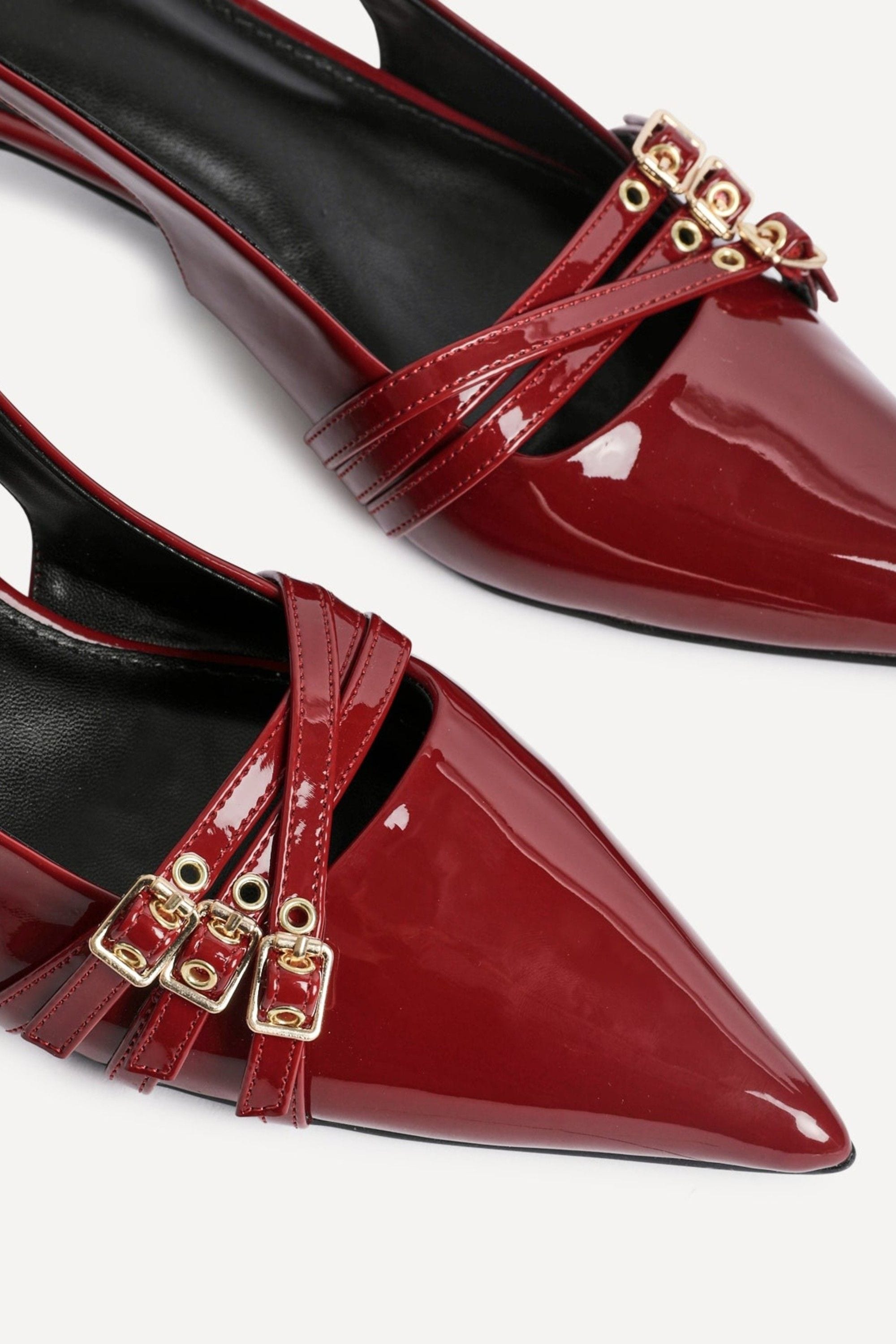 Linzi Retro Burgundy Patent Kitten Court Heels image 5