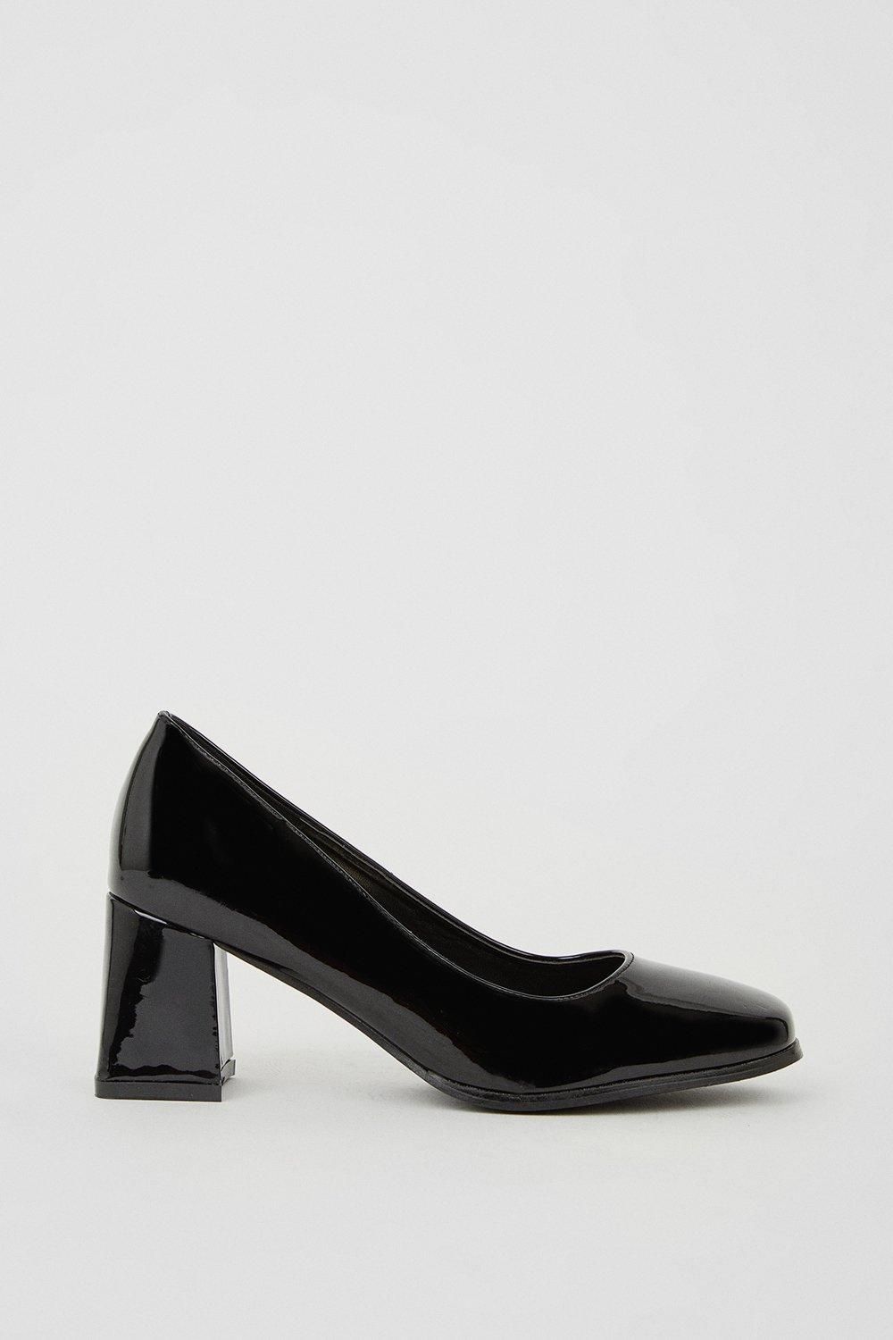 Oasis Square Toe Court Shoes True Black image 2