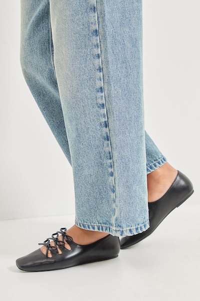 Oasis Darielle Faux Leather Multi Bow Ballet Pumps Black